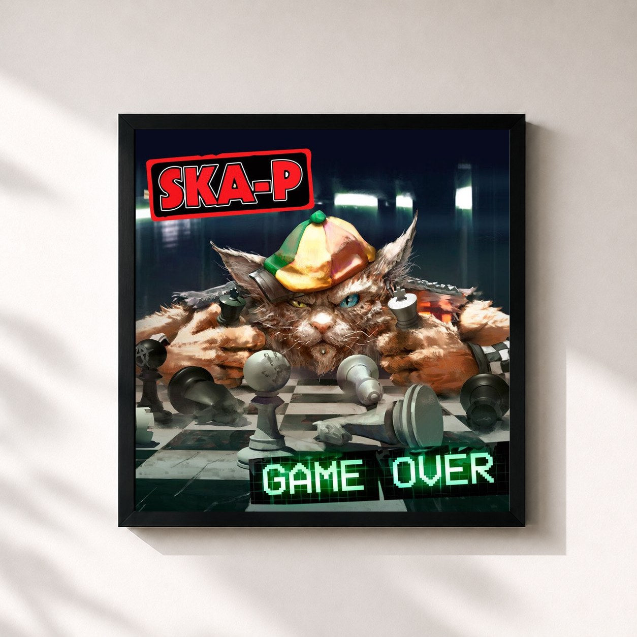 #noir Tableau carré de l'album Game Over de Ska-P, cadre noir 32x32 cm