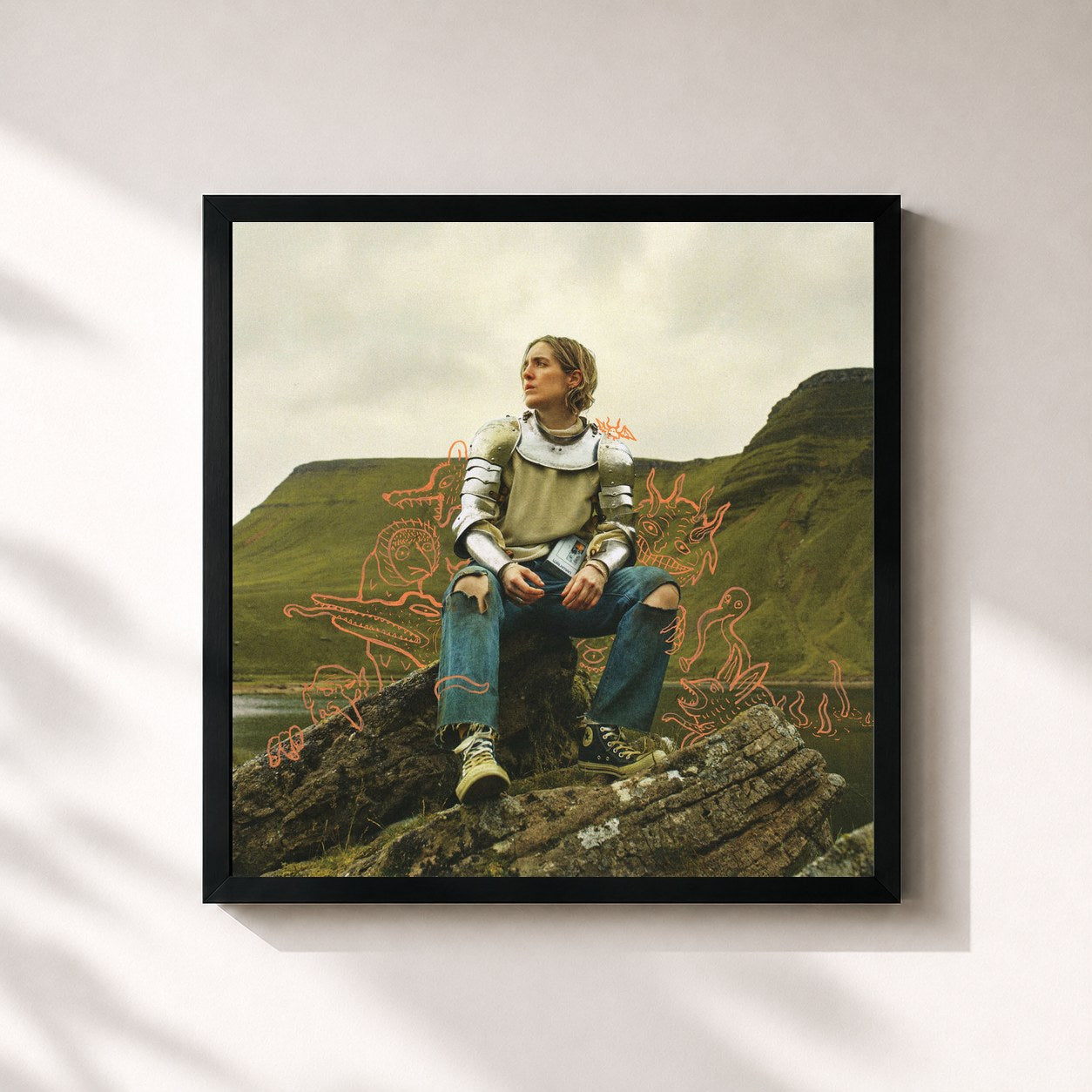 #noir Tableau carré de l'album I Got Too Sad For My Friends de Shura, cadre noir 32x32 cm