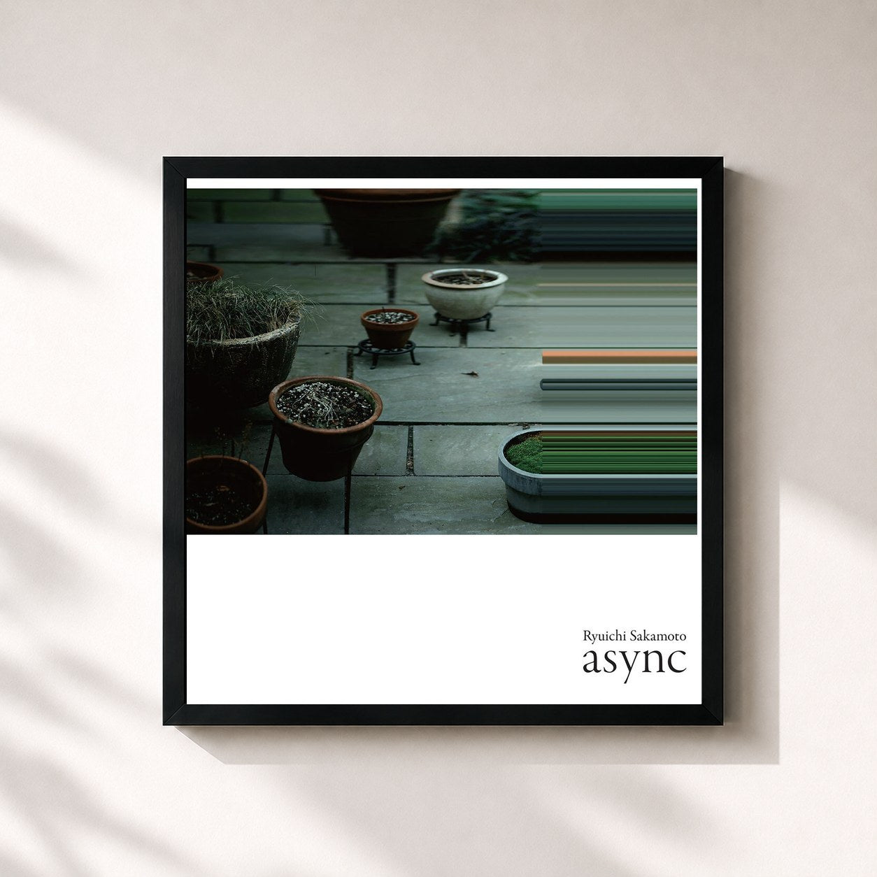 #noir Tableau carré de l'album async de Ryuichi Sakamoto, cadre noir 32x32 cm