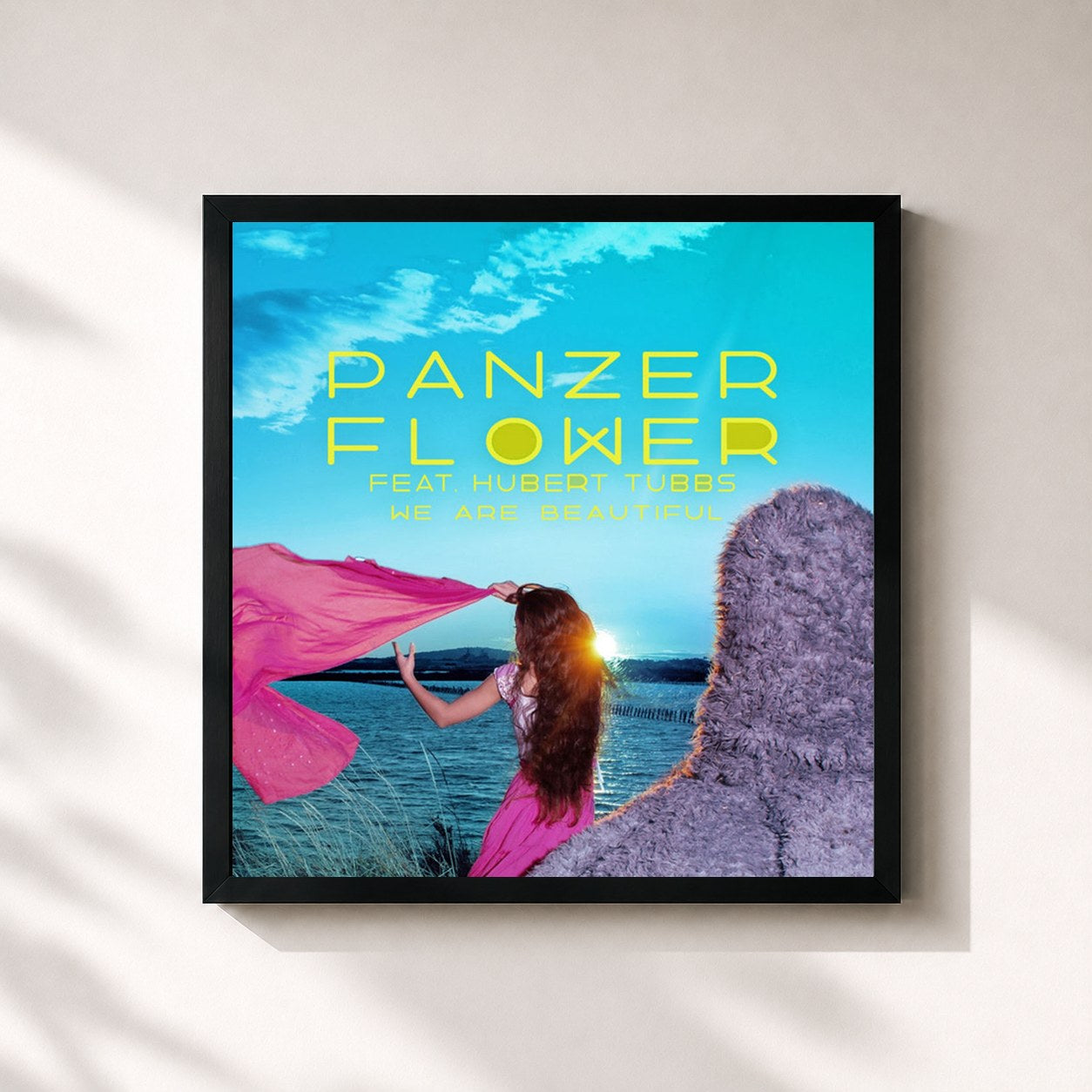 #noir Tableau carré de l'album We Are Beautiful (Remixes) de Panzer Flower, cadre noir 32x32 cm