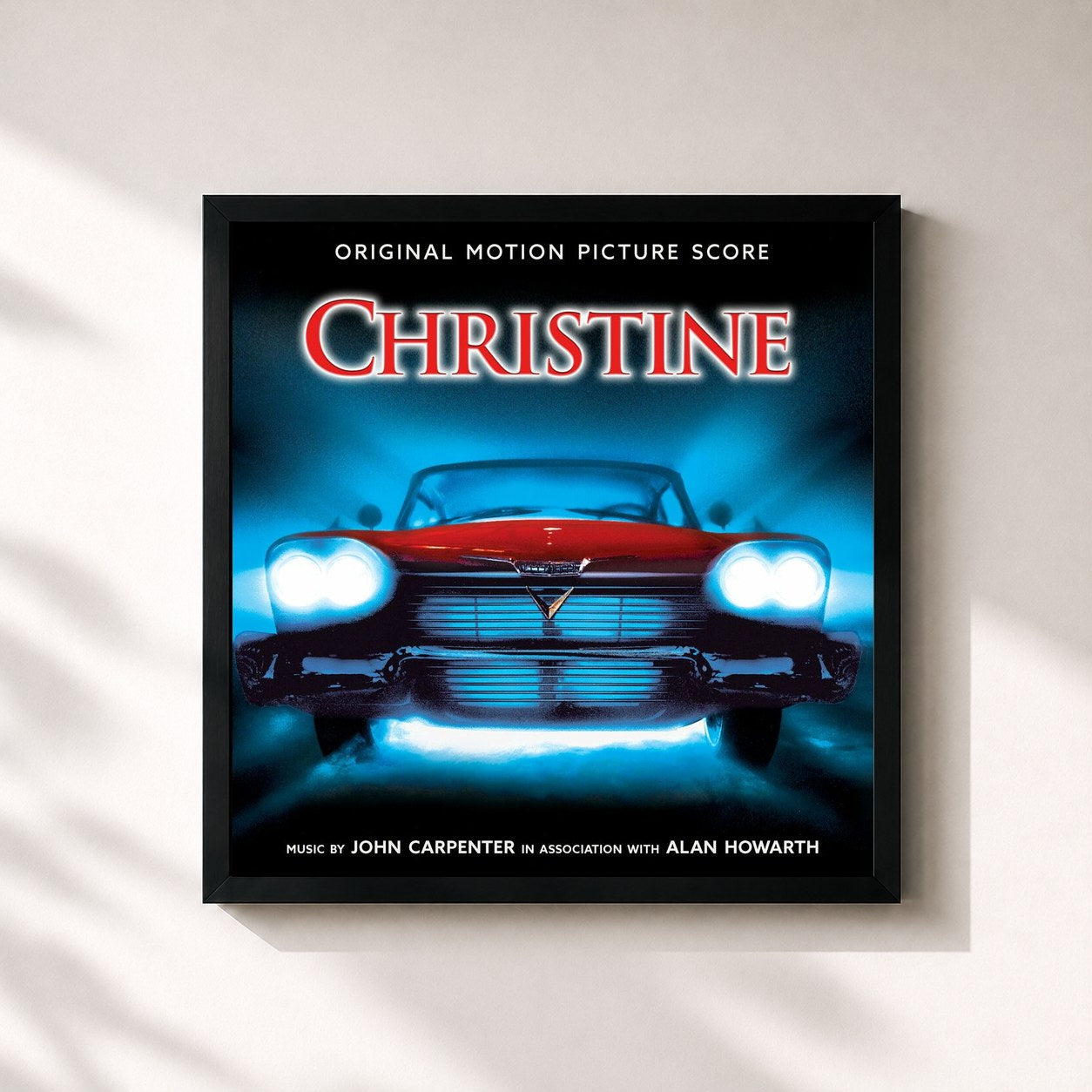 #noir Tableau carré de l'album Christine (Original Motion Picture Score) de John Carpenter, cadre noir 32x32 cm