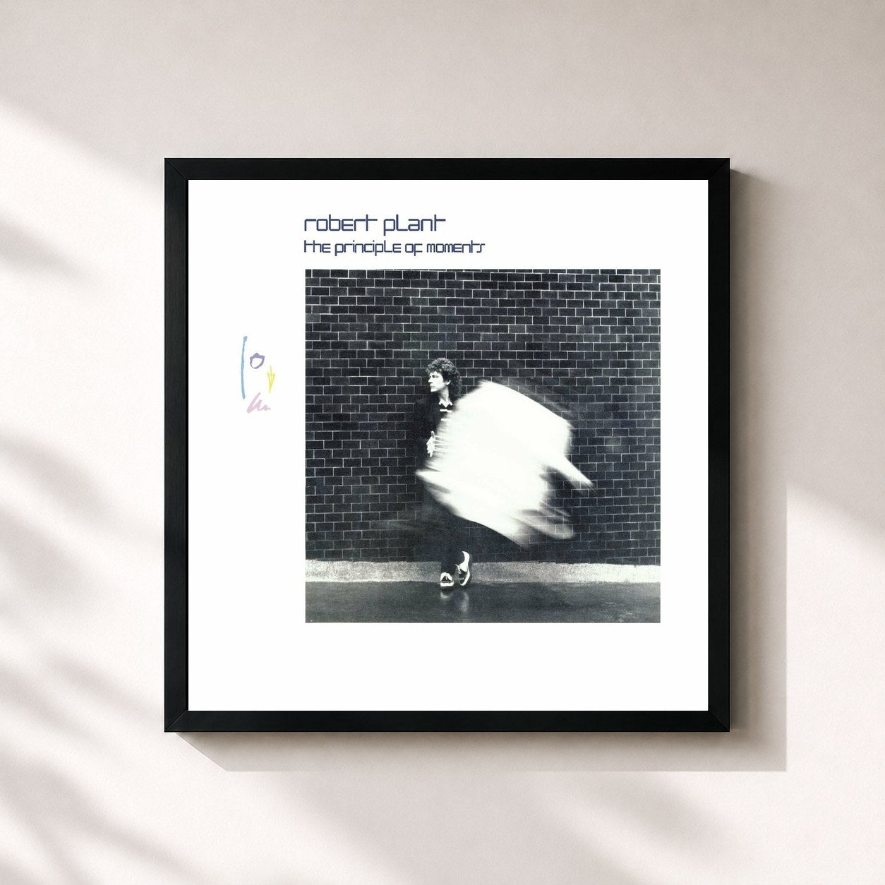 #noir Tableau carré de l'album The Principle of Moments de Robert Plant, cadre noir 32x32 cm