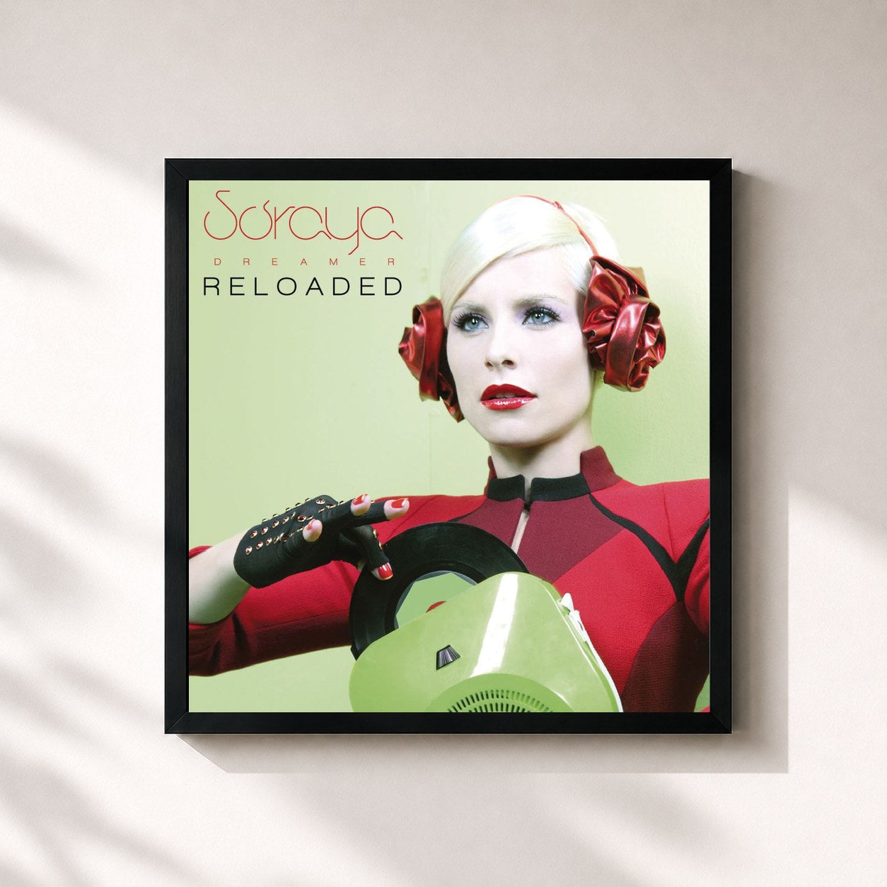#noir Tableau carré de l'album Dreamer Reloaded de Soraya, cadre noir 32x32 cm