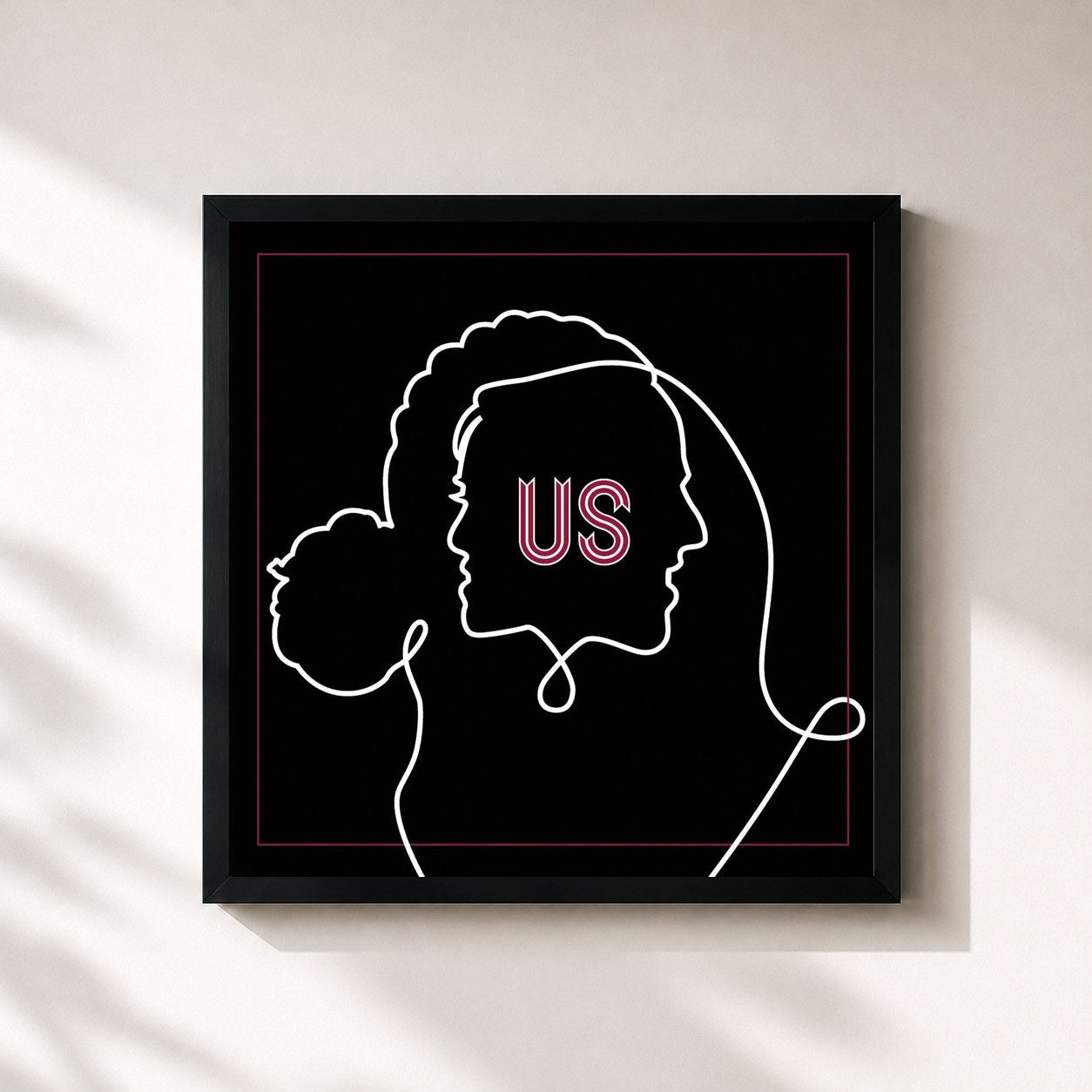 #noir Tableau carré de l'album Us de Us The Duo, cadre noir 32x32 cm