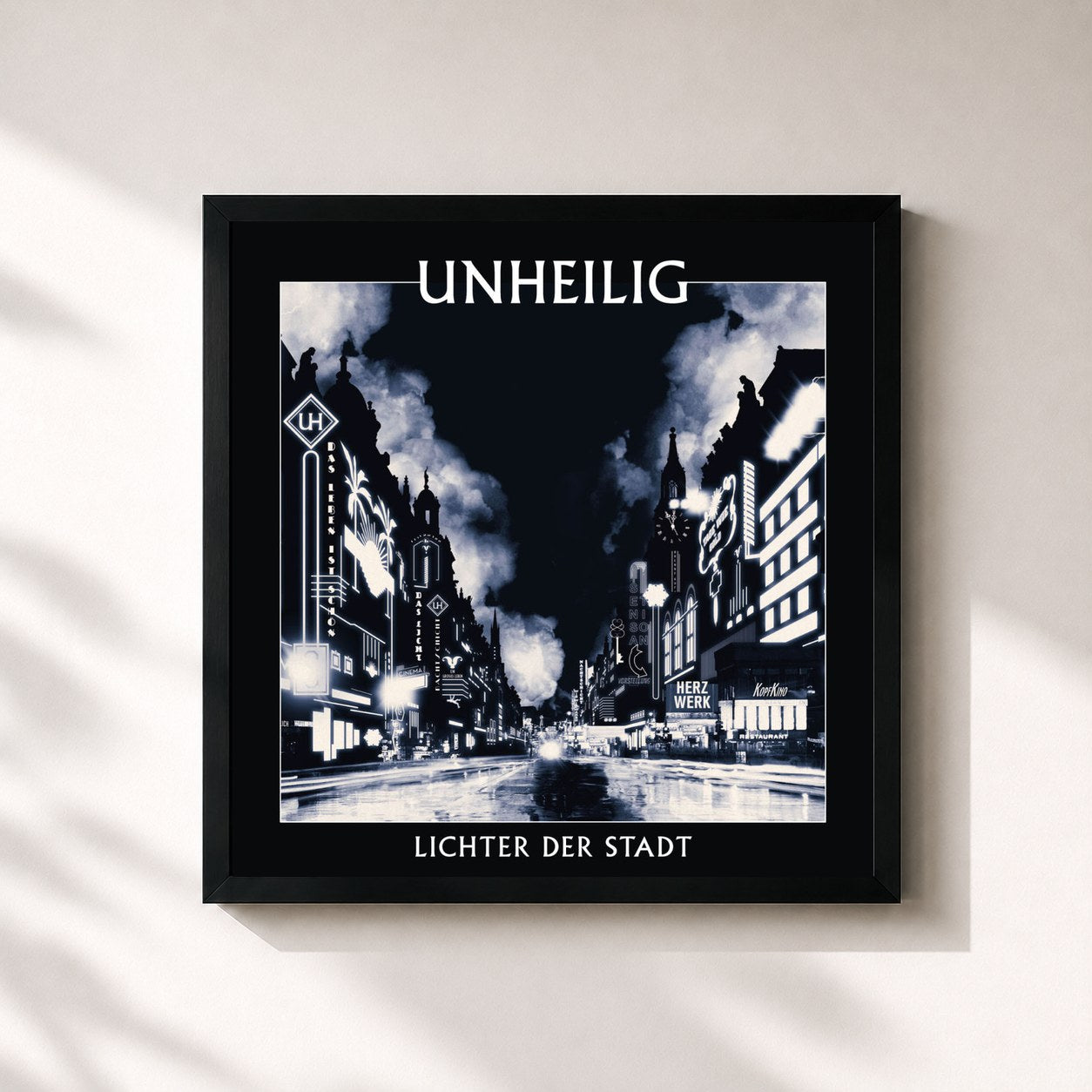 #noir Tableau carré de l'album Lichter der Stadt (Deluxe Edt.) de Unheilig, cadre noir 32x32 cm