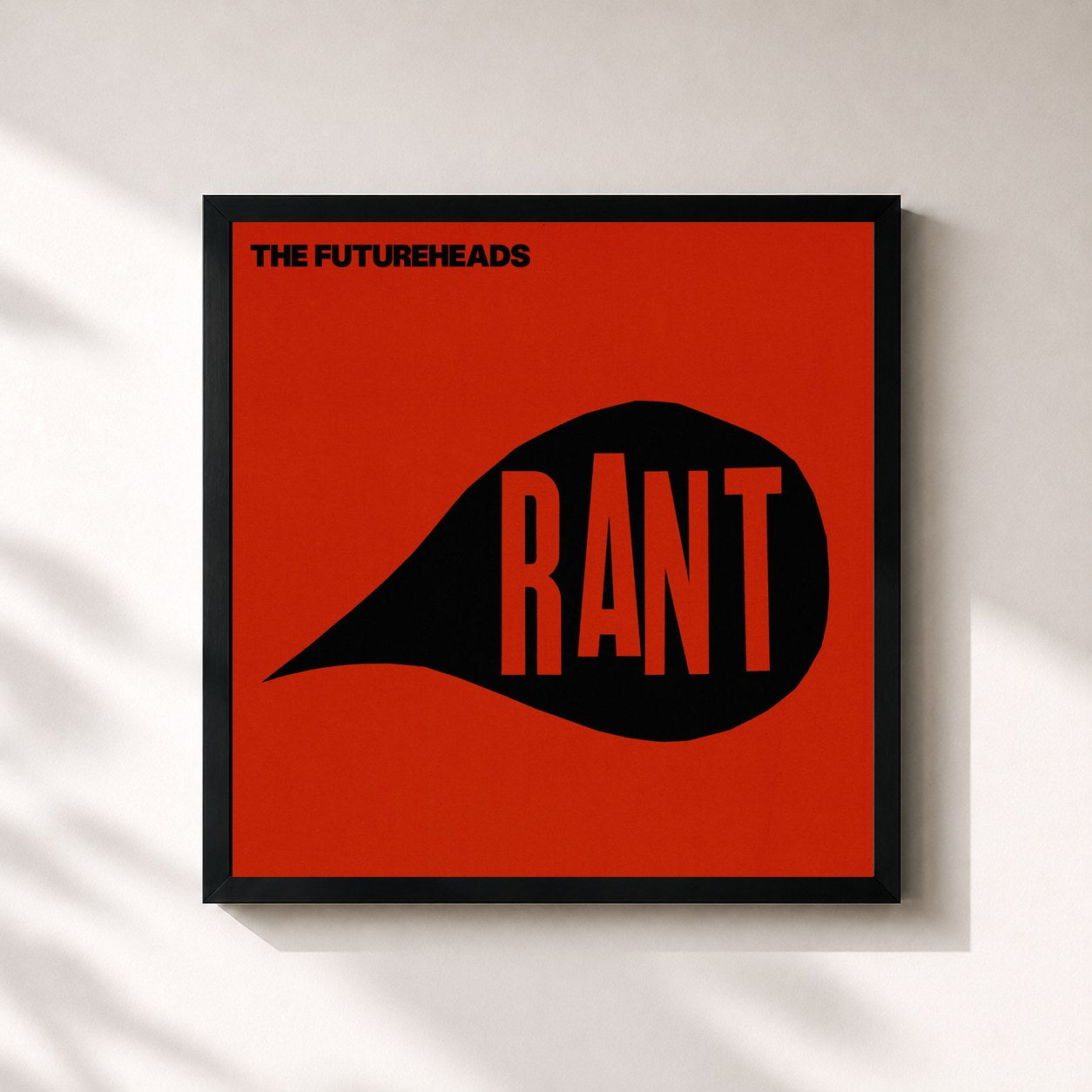 #noir Tableau carré de l'album Rant de The Futureheads, cadre noir 32x32 cm