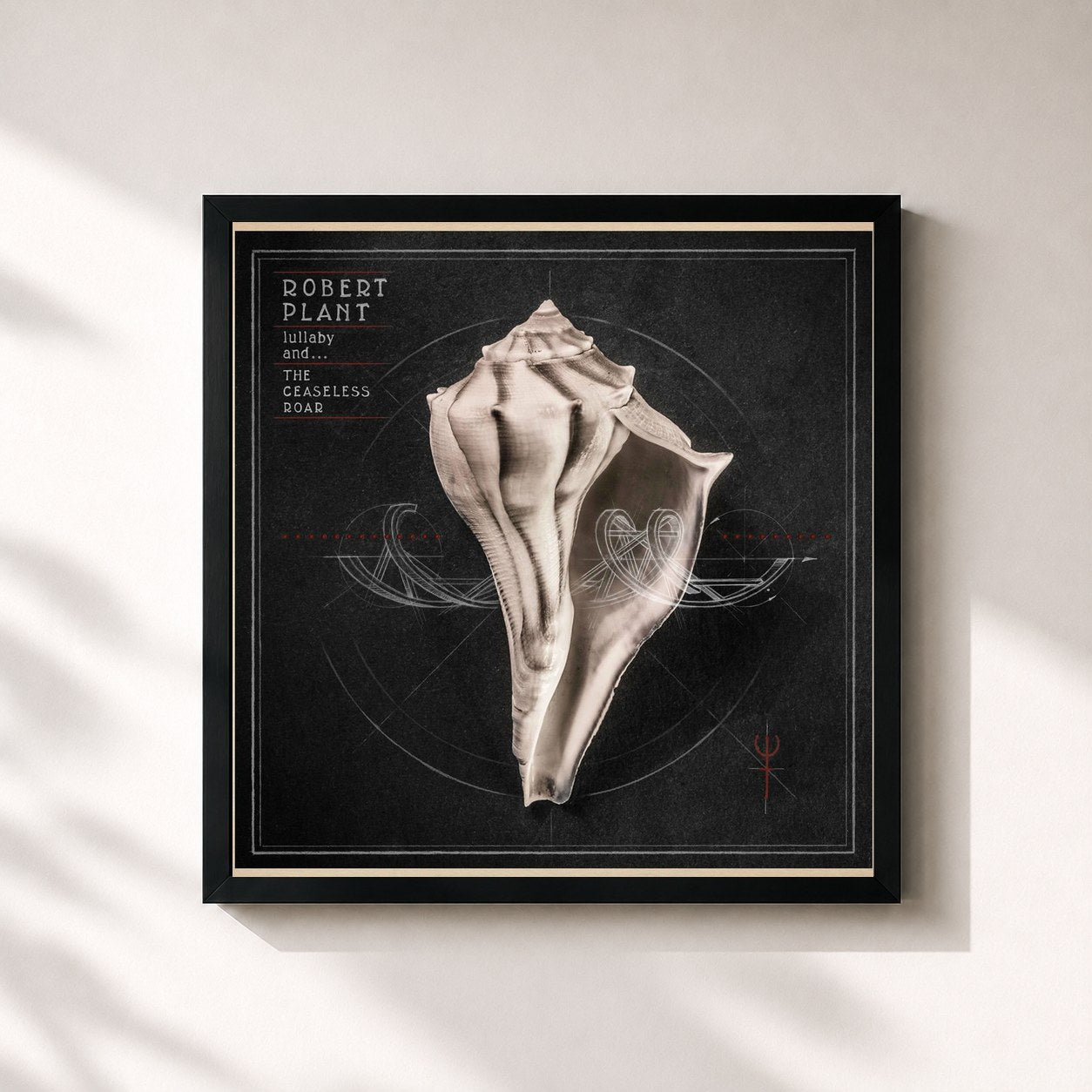 #noir Tableau carré de l'album lullaby and... The Ceaseless Roar de Robert Plant, cadre noir 32x32 cm
