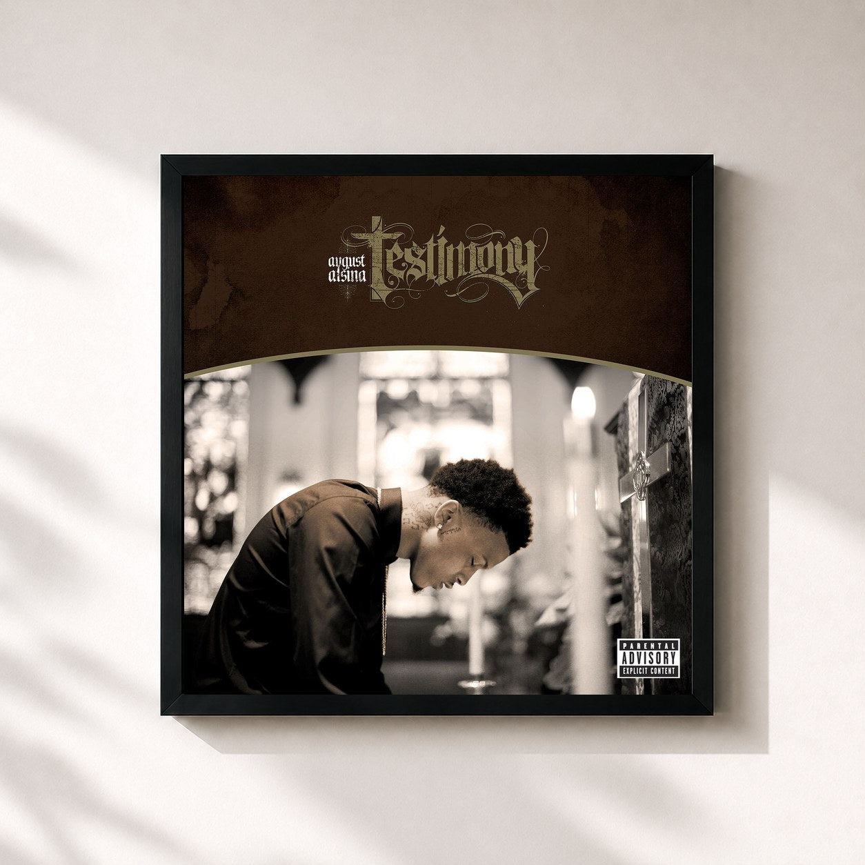 #noir Tableau carré de l'album Testimony de August Alsina, cadre noir 32x32 cm