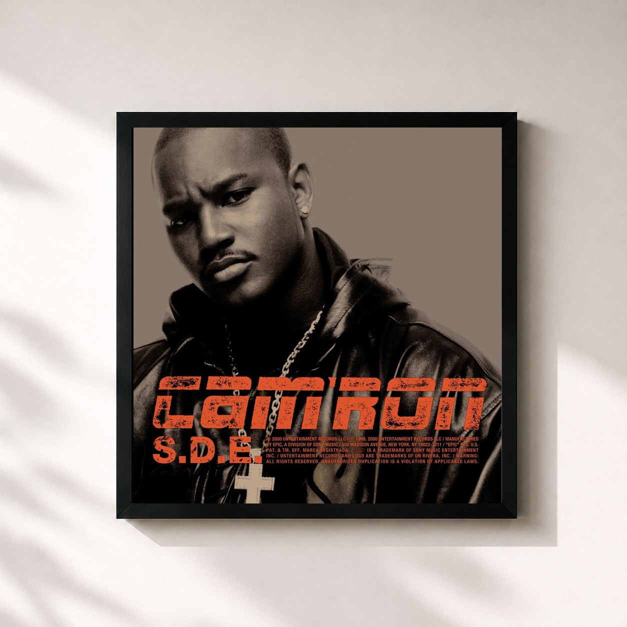 #noir Tableau carré de l'album S.D.E. de Cam'ron, cadre noir 32x32 cm