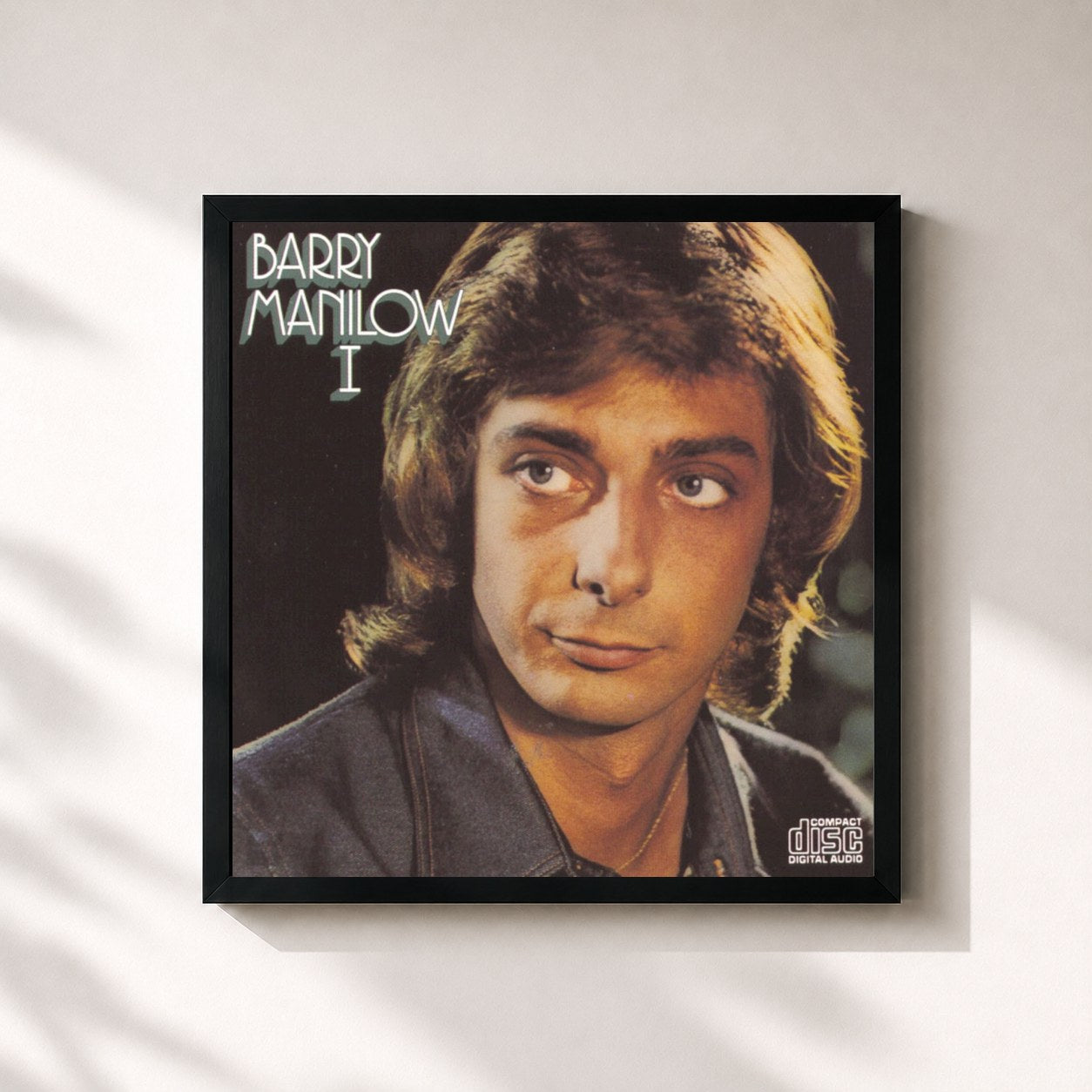 #noir Tableau carré de l'album Barry Manilow I de Barry Manilow, cadre noir 32x32 cm
