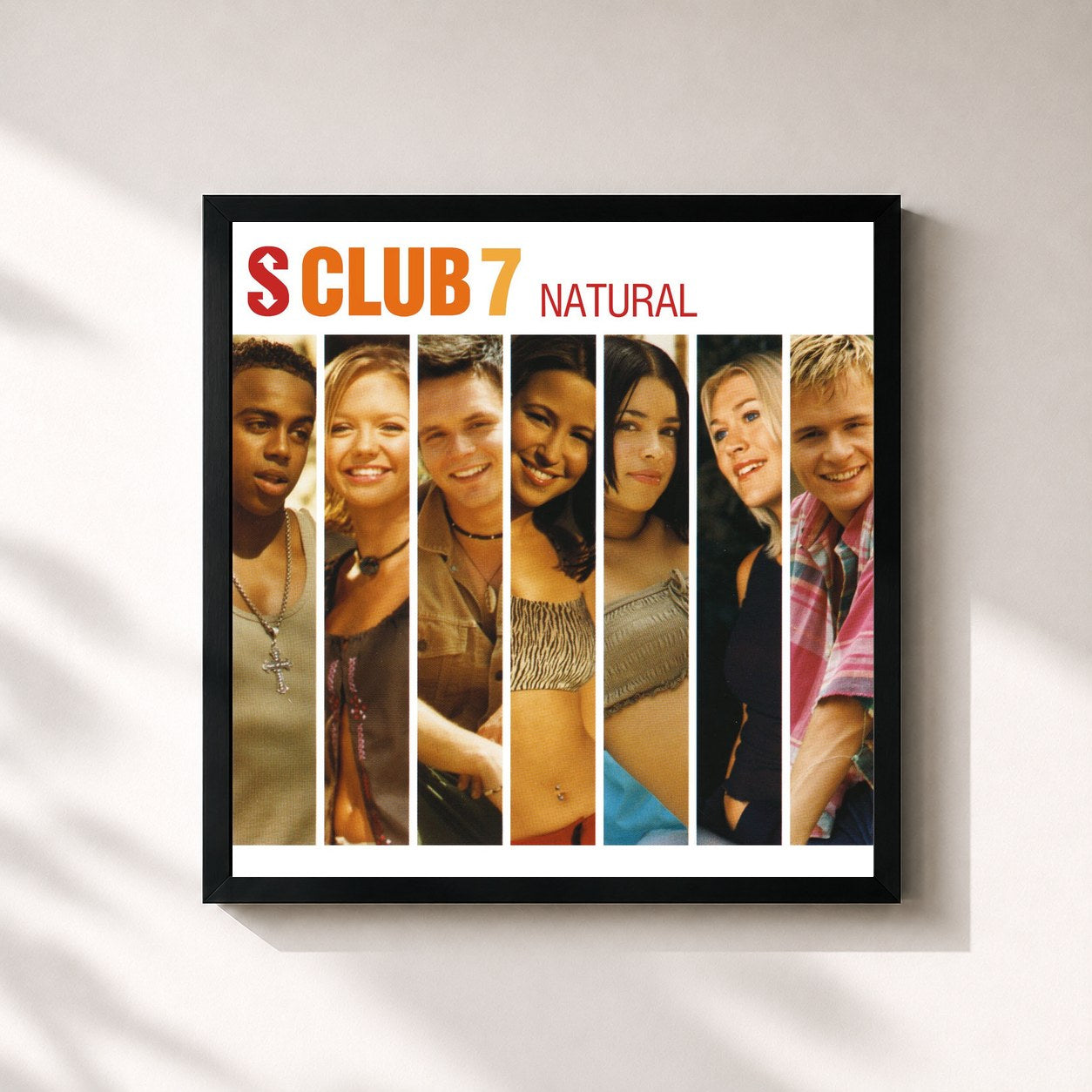 #noir Tableau carré de l'album Natural de S Club, cadre noir 32x32 cm