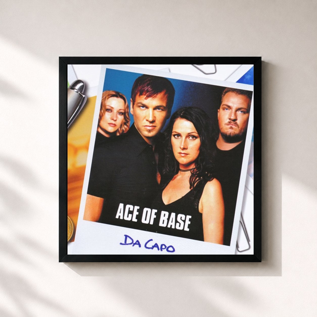 #noir Tableau carré de l'album Da Capo de Ace of Base, cadre noir 32x32 cm