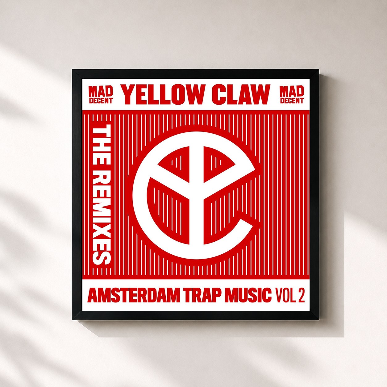 #noir Tableau carré de l'album Amsterdam Trap Music, Vol. 2 (Remixes) de Yellow Claw, cadre noir 32x32 cm