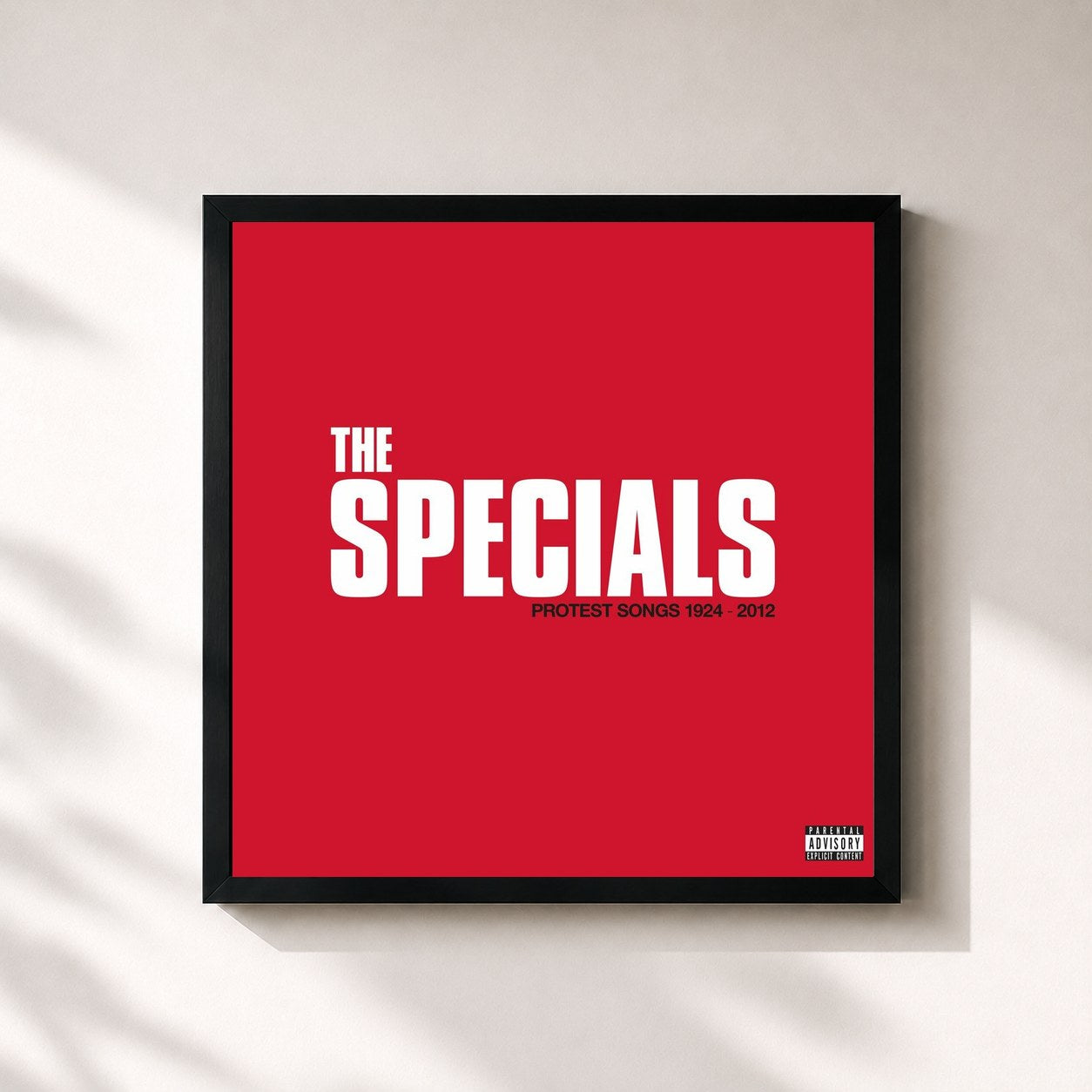 #noir Tableau carré de l'album Protest Songs 1924 – 2012 de The Specials, cadre noir 32x32 cm
