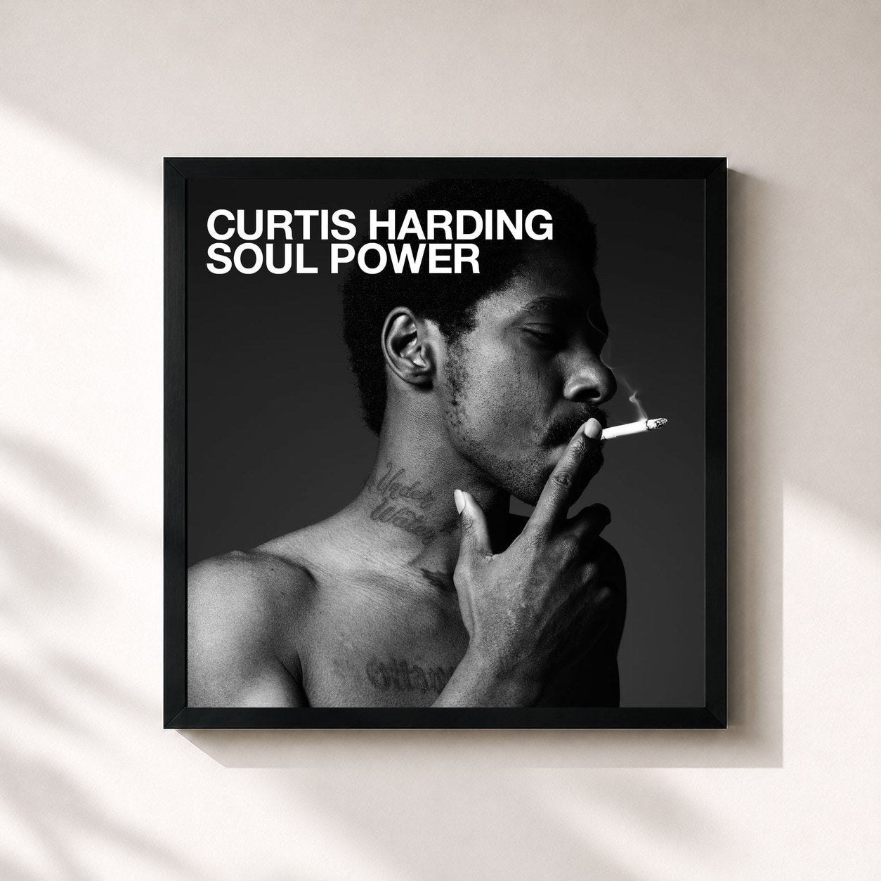 #noir Tableau carré de l'album Soul Power de Curtis Harding, cadre noir 32x32 cm