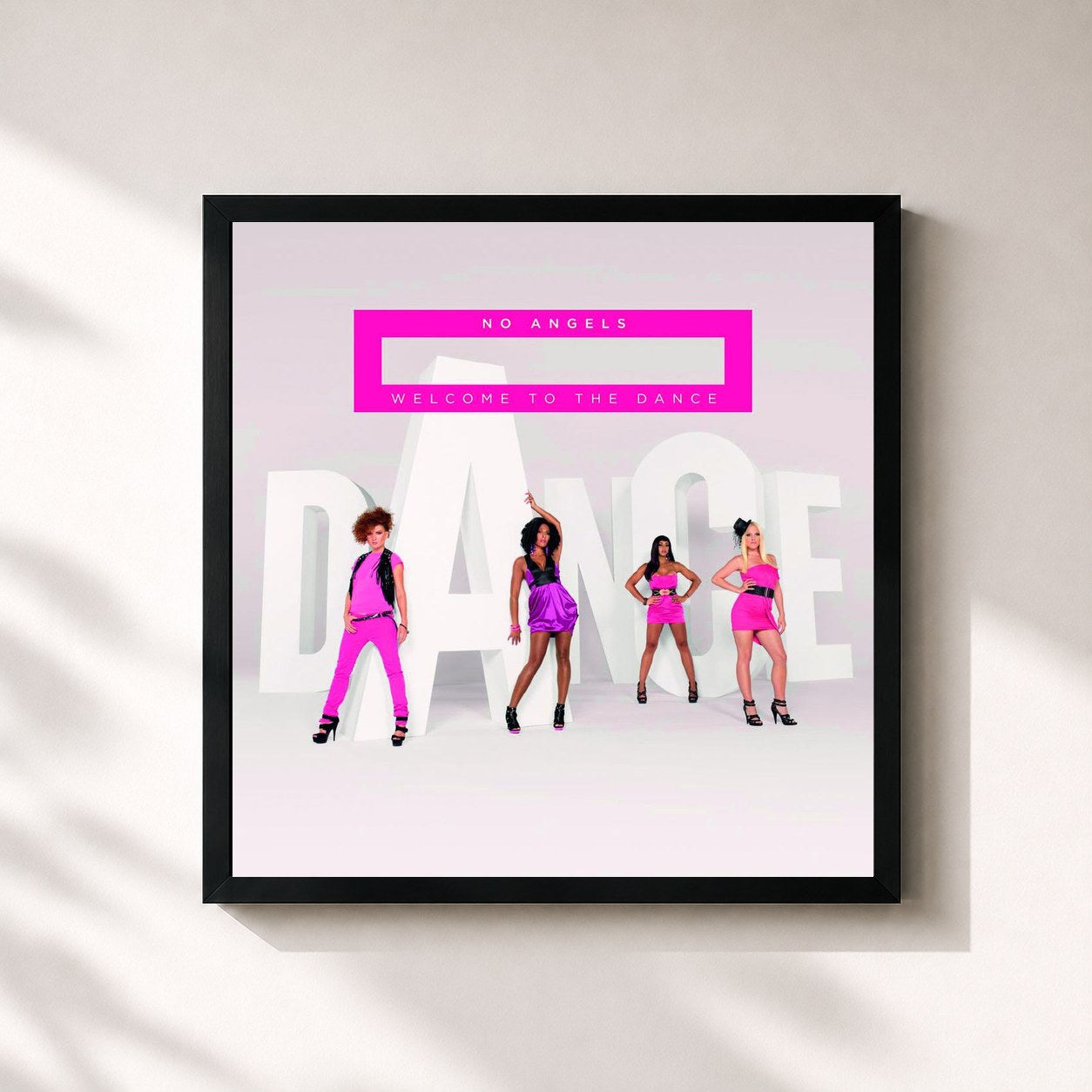 #noir Tableau carré de l'album Welcome To The Dance de No Angels, cadre noir 32x32 cm