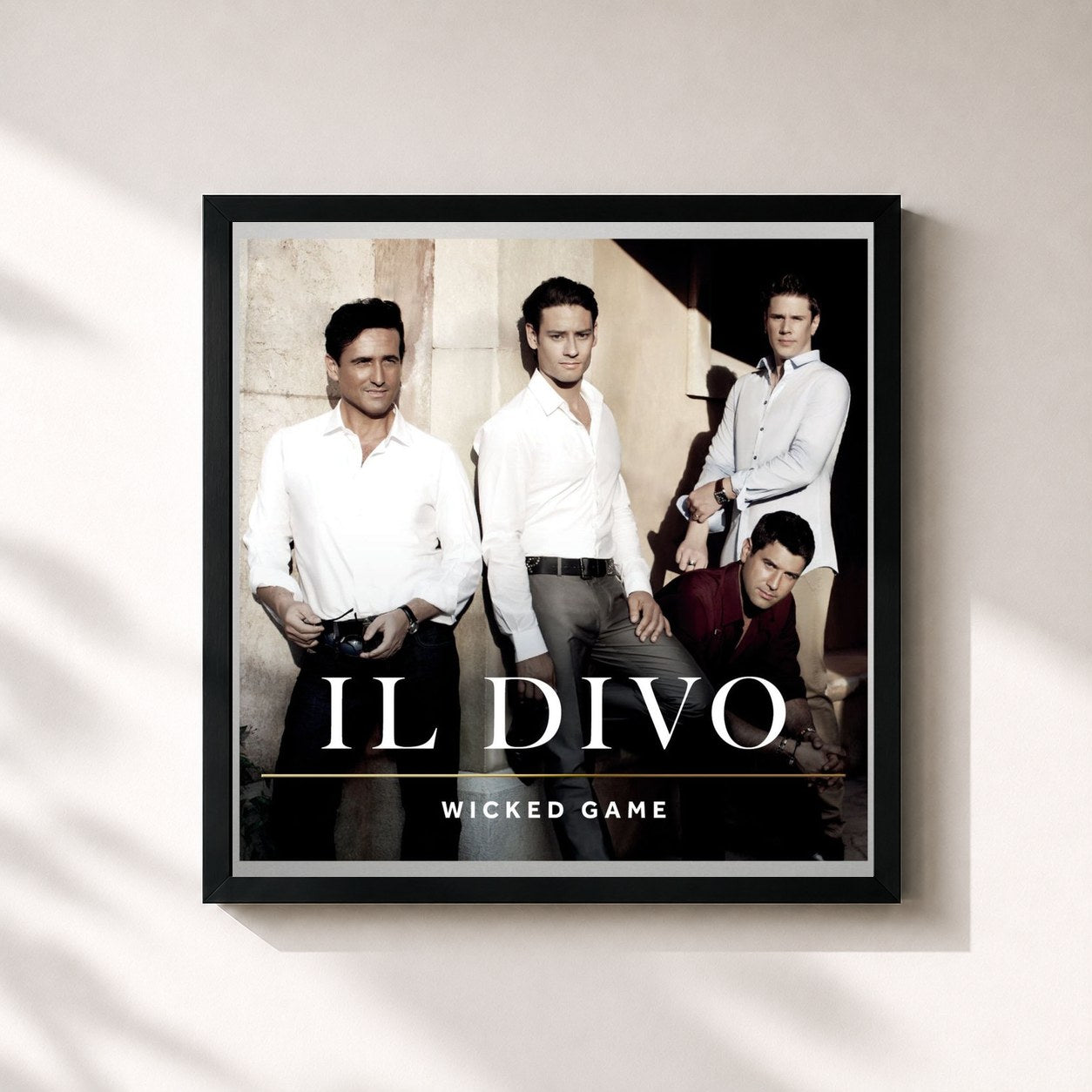 #noir Tableau carré de l'album Wicked Game de Il Divo, cadre noir 32x32 cm