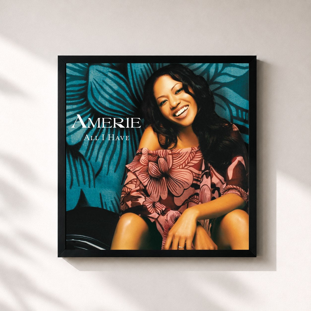 #noir Tableau carré de l'album All I Have de Amerie, cadre noir 32x32 cm