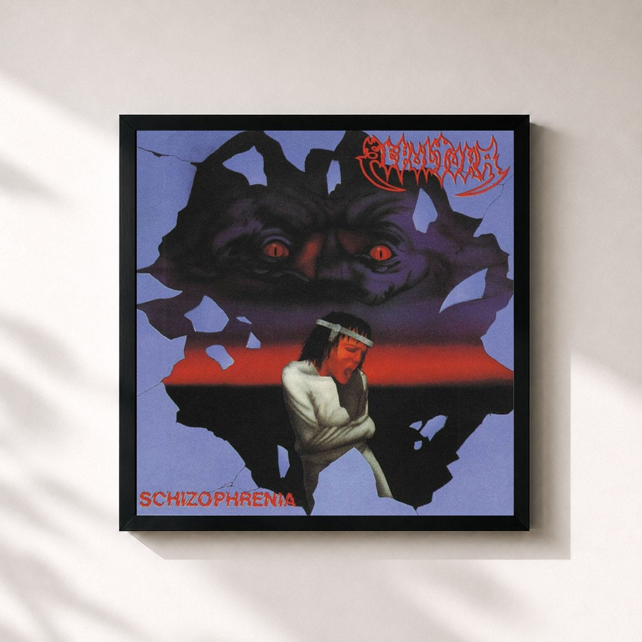 #noir Tableau carré de l'album Schizophrenia de Sepultura, cadre noir 32x32 cm