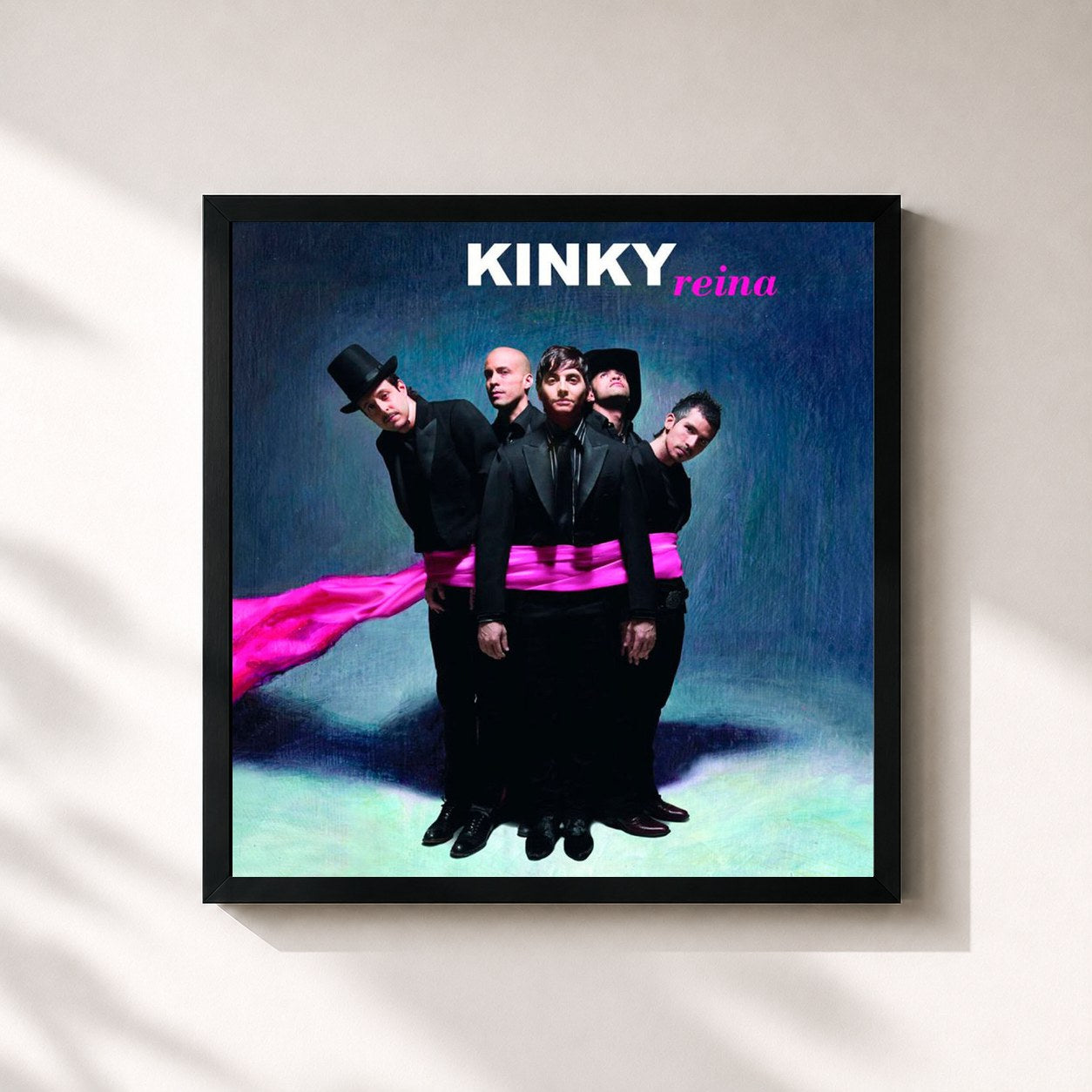 #noir Tableau carré de l'album Reina de Kinky, cadre noir 32x32 cm