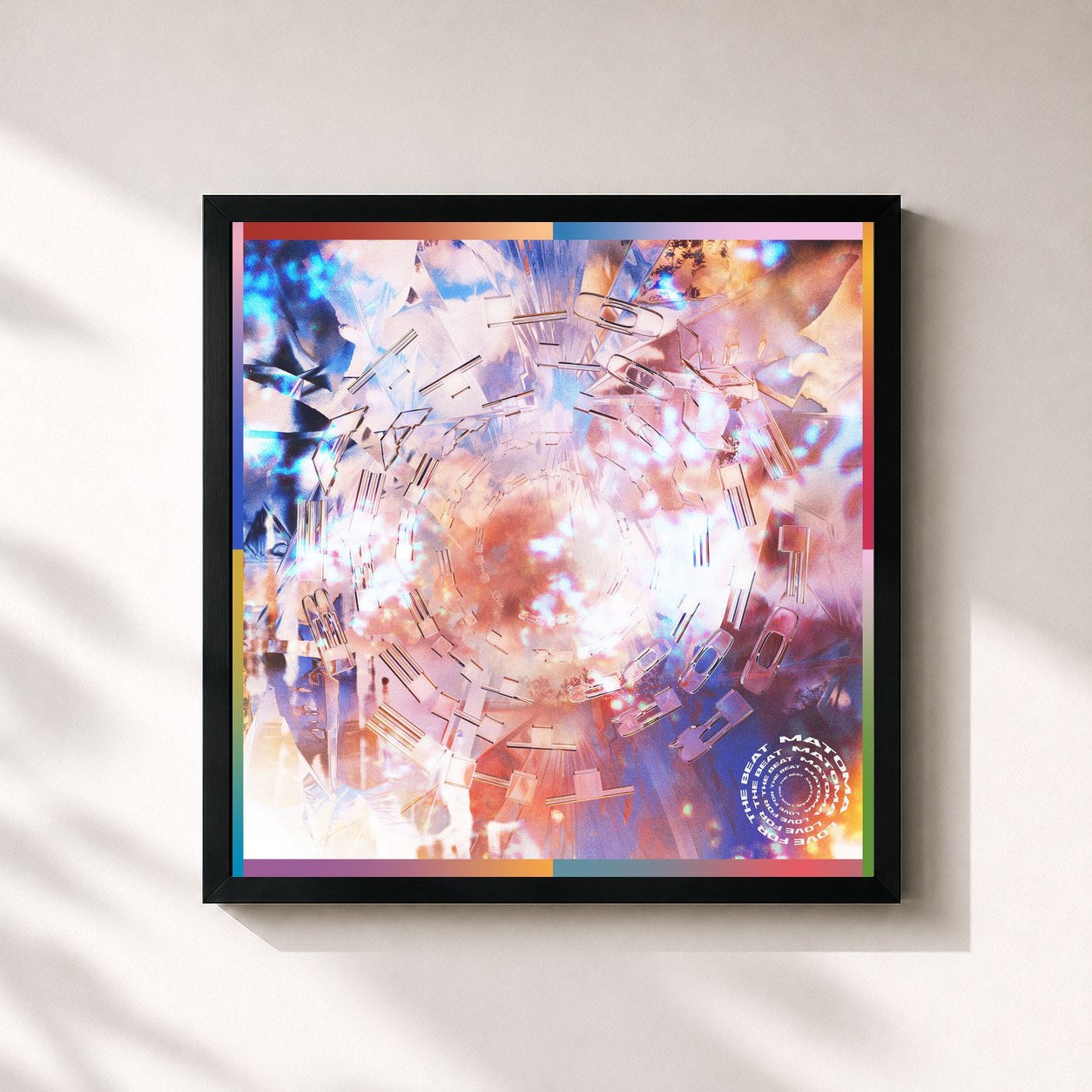 #noir Tableau carré de l'album Love For The Beat de Matoma, cadre noir 32x32 cm
