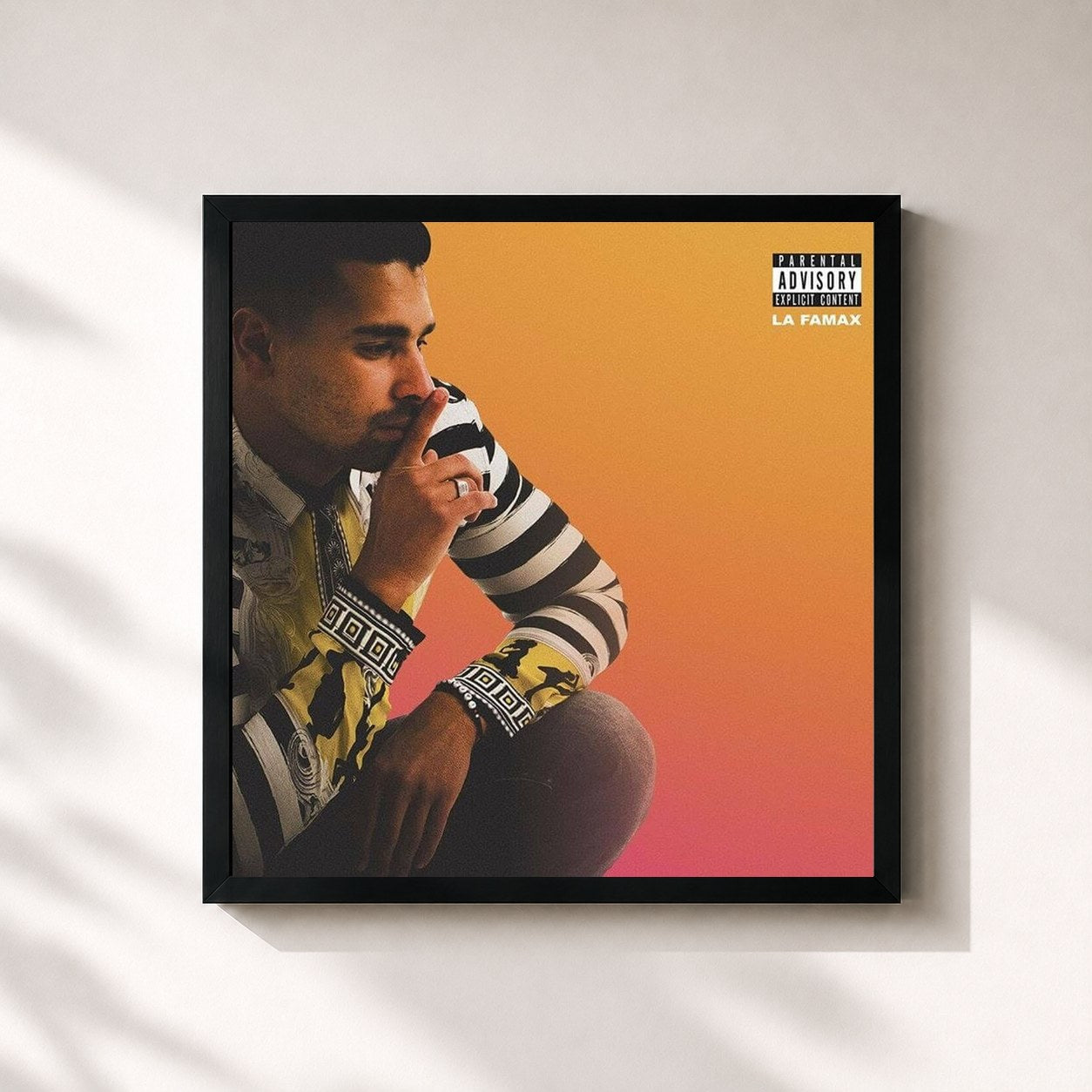 #noir Tableau carré de l'album Ô Feeling de La Famax, cadre noir 32x32 cm