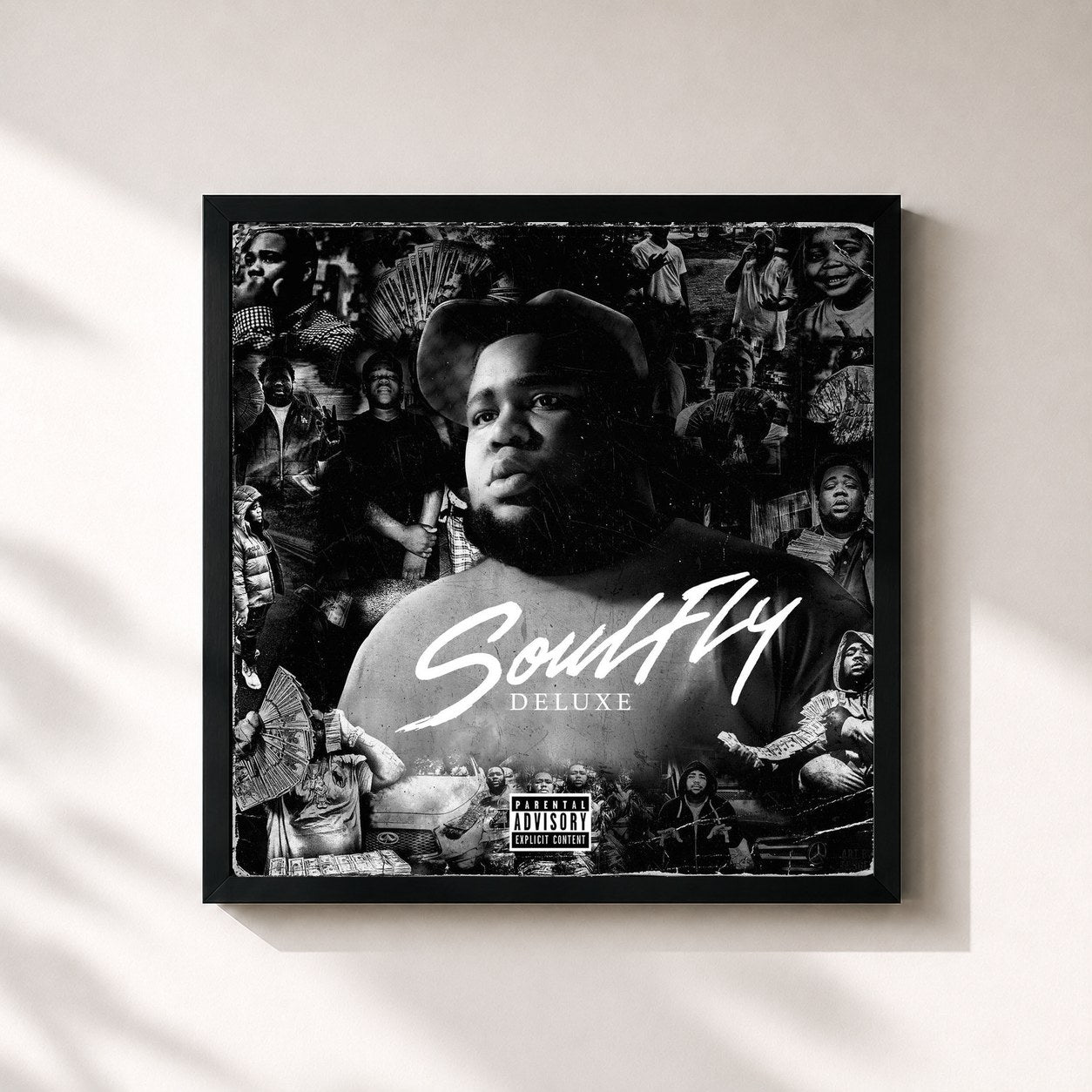 #noir Tableau carré de l'album SoulFly (Deluxe Version) de Rod Wave, cadre noir 32x32 cm