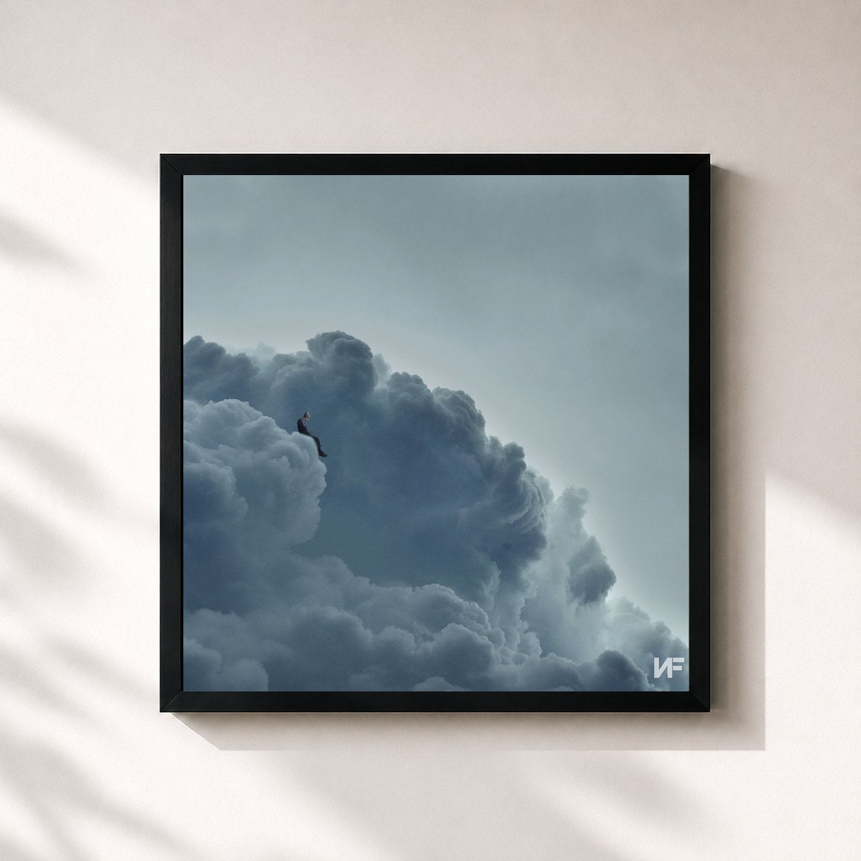 #noir Tableau carré de l'album CLOUDS (THE MIXTAPE) de NF, cadre noir 32x32 cm
