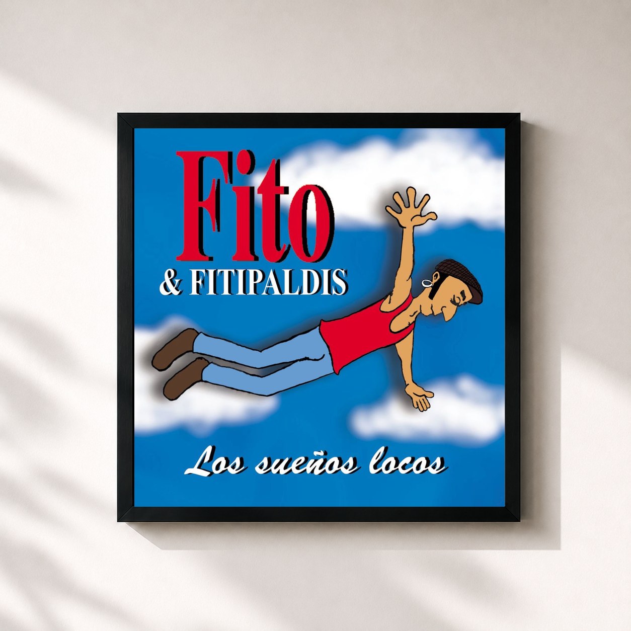 #noir Tableau carré de l'album Los Sueños Locos de Fito y Fitipaldis, cadre noir 32x32 cm