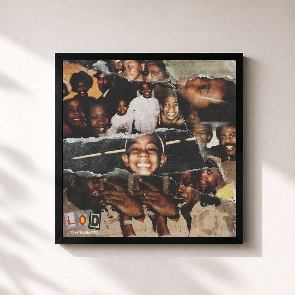 #noir Tableau carré de l'album L.O.D. de Desiigner, cadre noir 32x32 cm