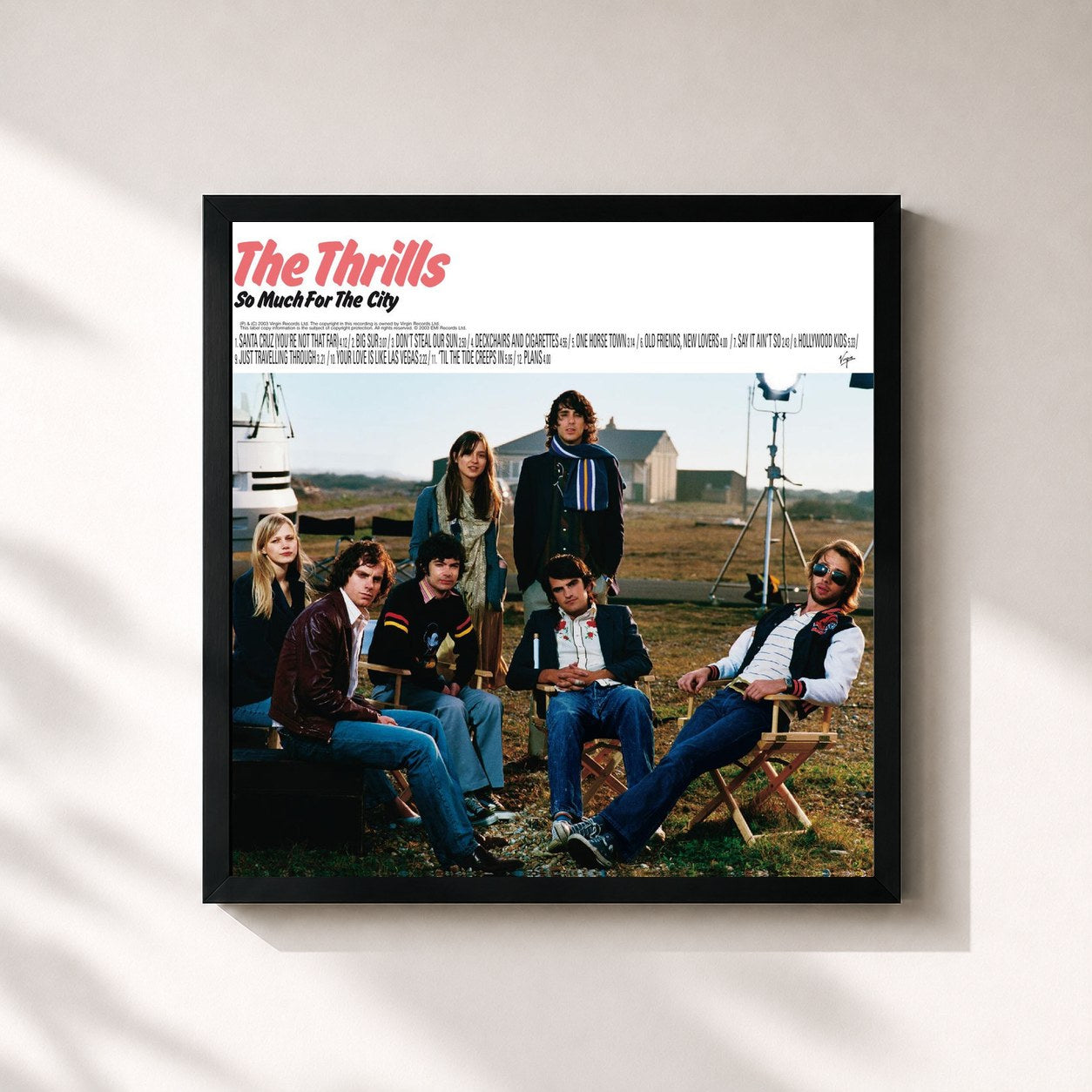 #noir Tableau carré de l'album So Much For The City de The Thrills, cadre noir 32x32 cm