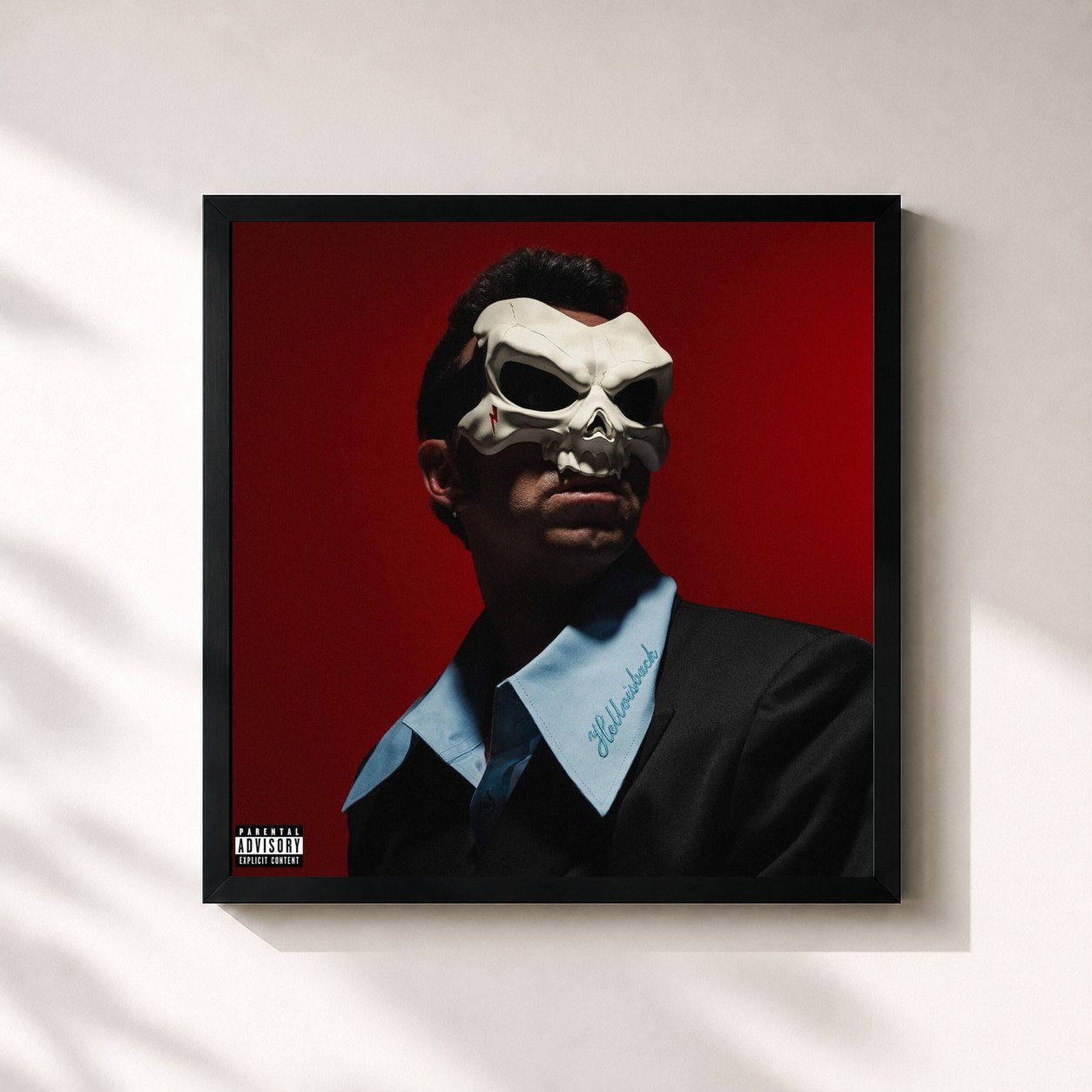 #noir Tableau carré de l'album Hellvisback 10 Years Later de Salmo, cadre noir 32x32 cm