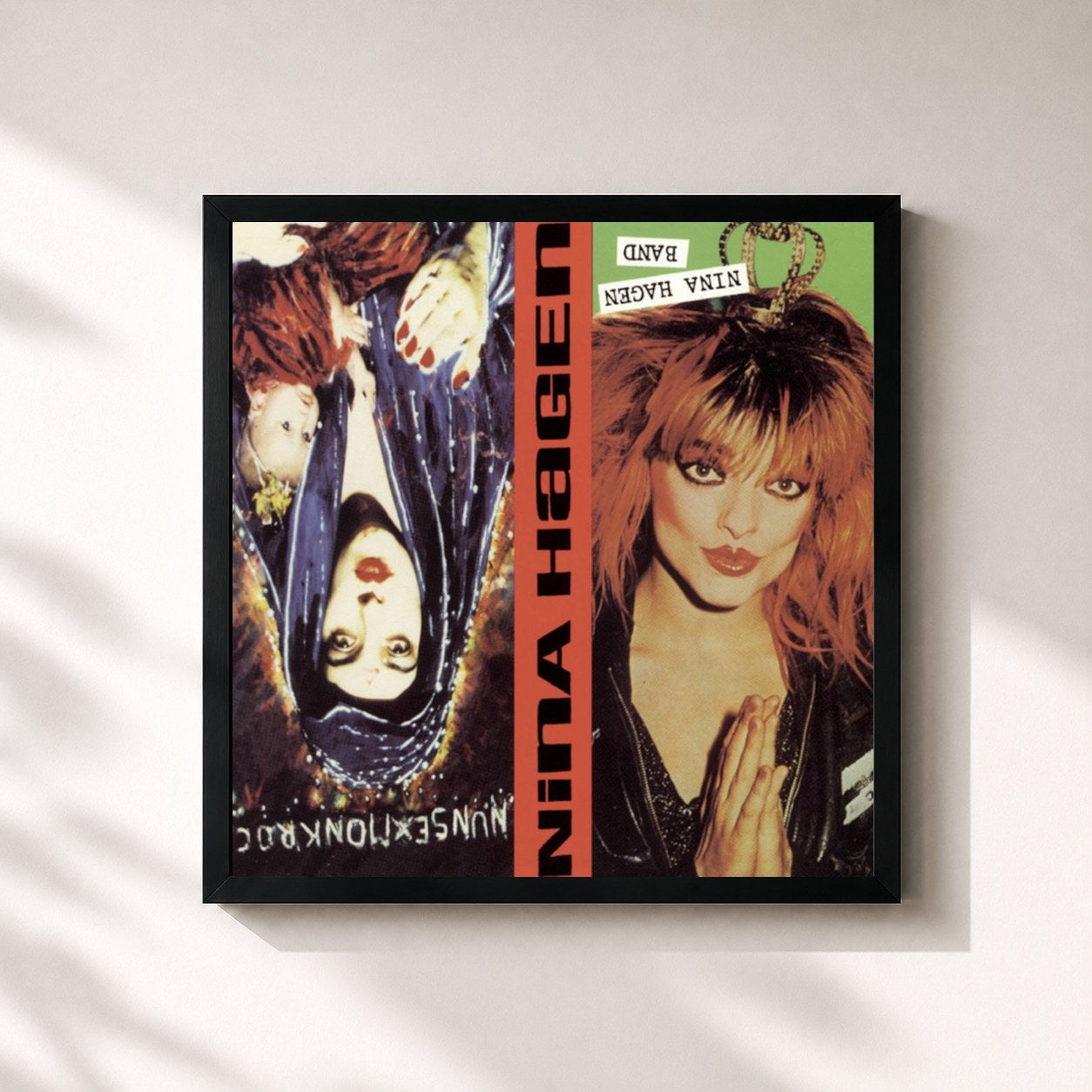 #noir Tableau carré de l'album Nunsexmonkrock de Nina Hagen, cadre noir 32x32 cm