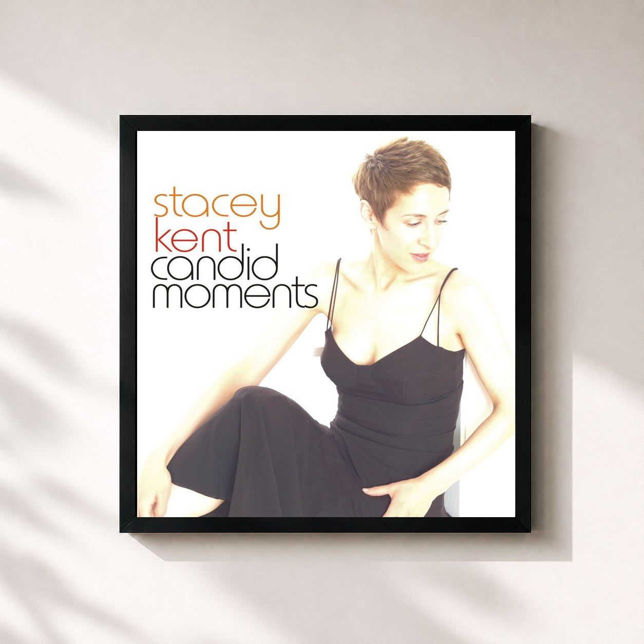 #noir Tableau carré de l'album Candid Moments de Stacey Kent, cadre noir 32x32 cm