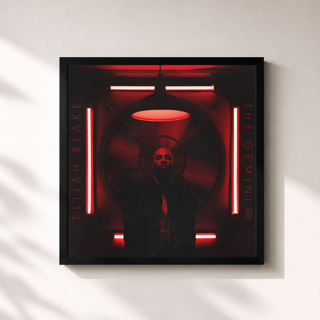 #noir Tableau carré de l'album THE GEMINI de Elijah Blake, cadre noir 32x32 cm