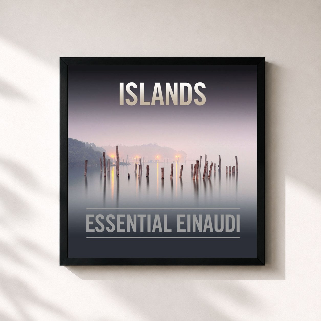 #noir Tableau carré de l'album Islands - Essential Einaudi de Ludovico Einaudi, cadre noir 32x32 cm