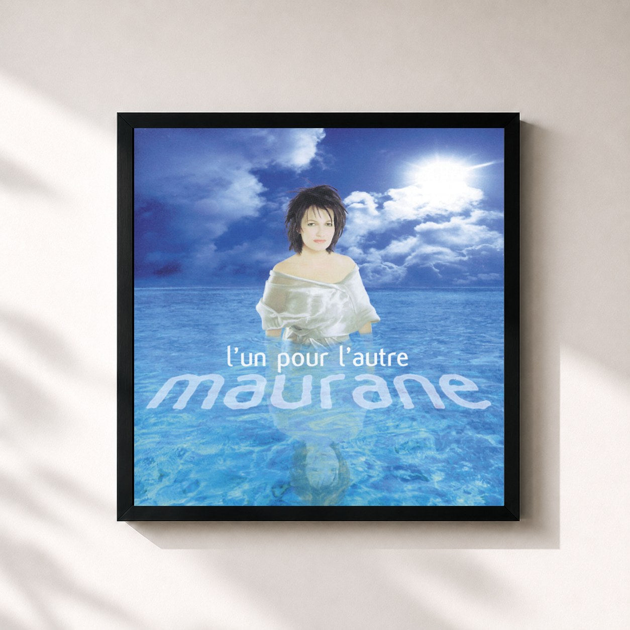 #noir Tableau carré de l'album L'Un Pour L'Autre de Maurane, cadre noir 32x32 cm