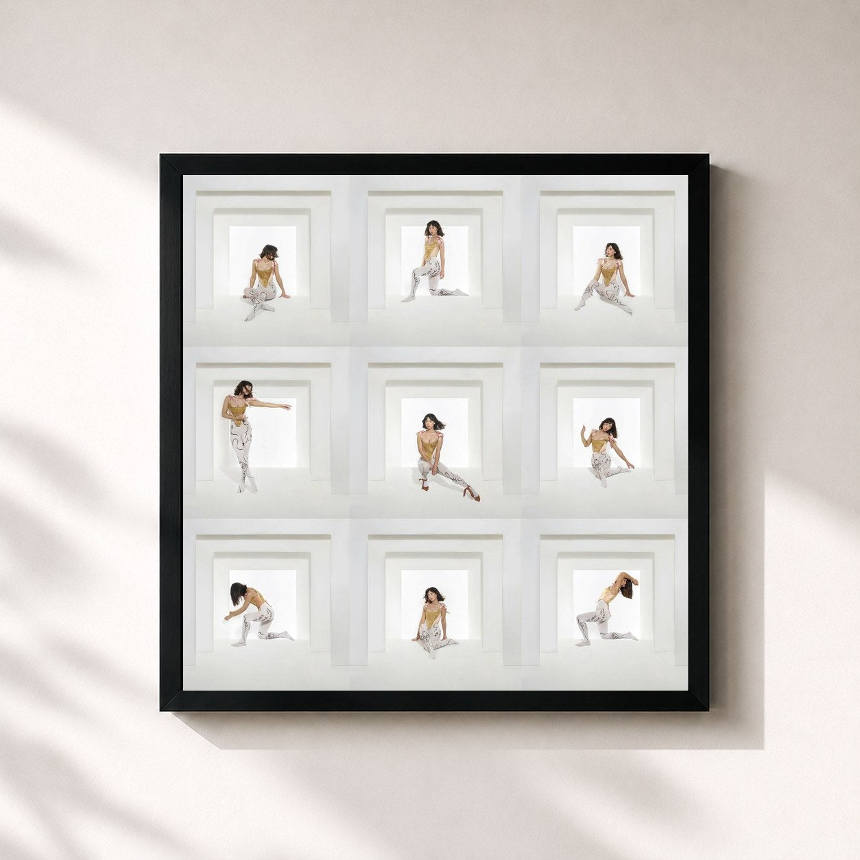 #noir Tableau carré de l'album The Kick de Foxes, cadre noir 32x32 cm