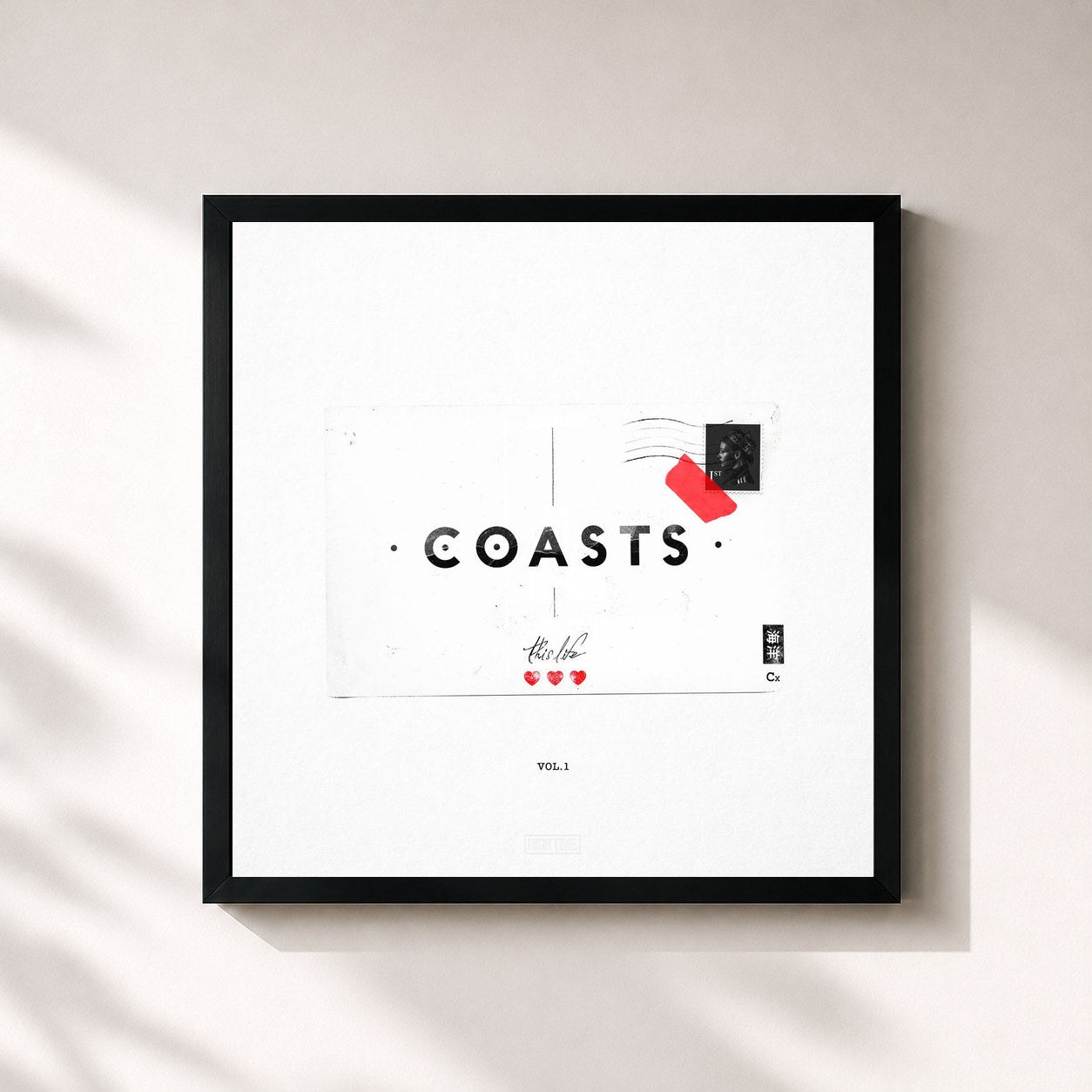 #noir Tableau carré de l'album This Life, Vol. 1 de Coasts, cadre noir 32x32 cm