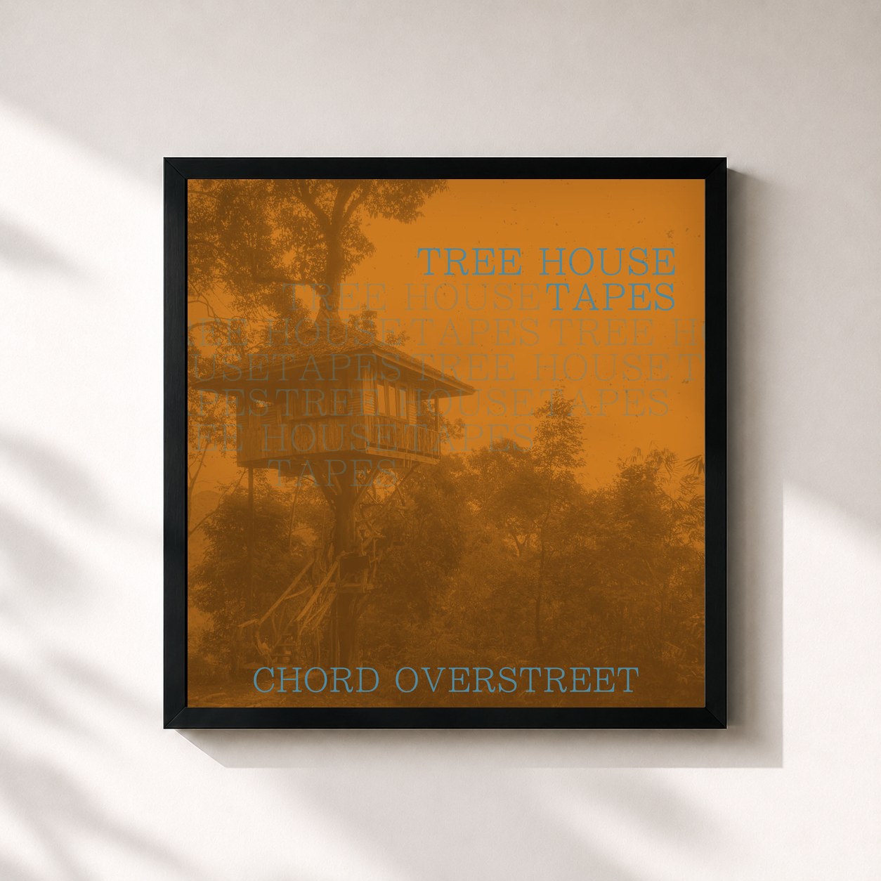 #noir Tableau carré de l'album Tree House Tapes de Chord Overstreet, cadre noir 32x32 cm