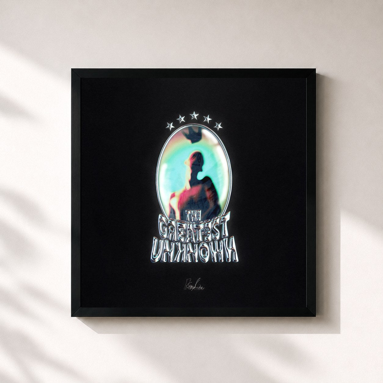 #noir Tableau carré de l'album THE GREATEST UNKNOWN de King Gnu, cadre noir 32x32 cm