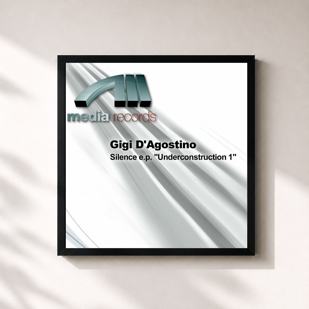#noir Tableau carré de l'album Silence E.P. - Underconstruction 1 Pt.2 de Gigi D'Agostino, cadre noir 32x32 cm