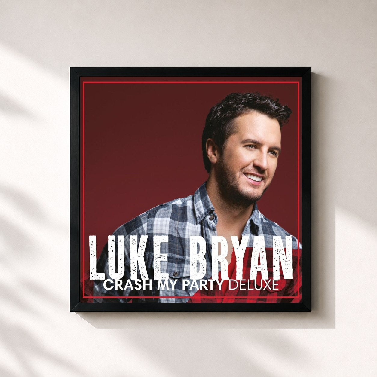 #noir Tableau carré de l'album Crash My Party (Deluxe) de Luke Bryan, cadre noir 32x32 cm