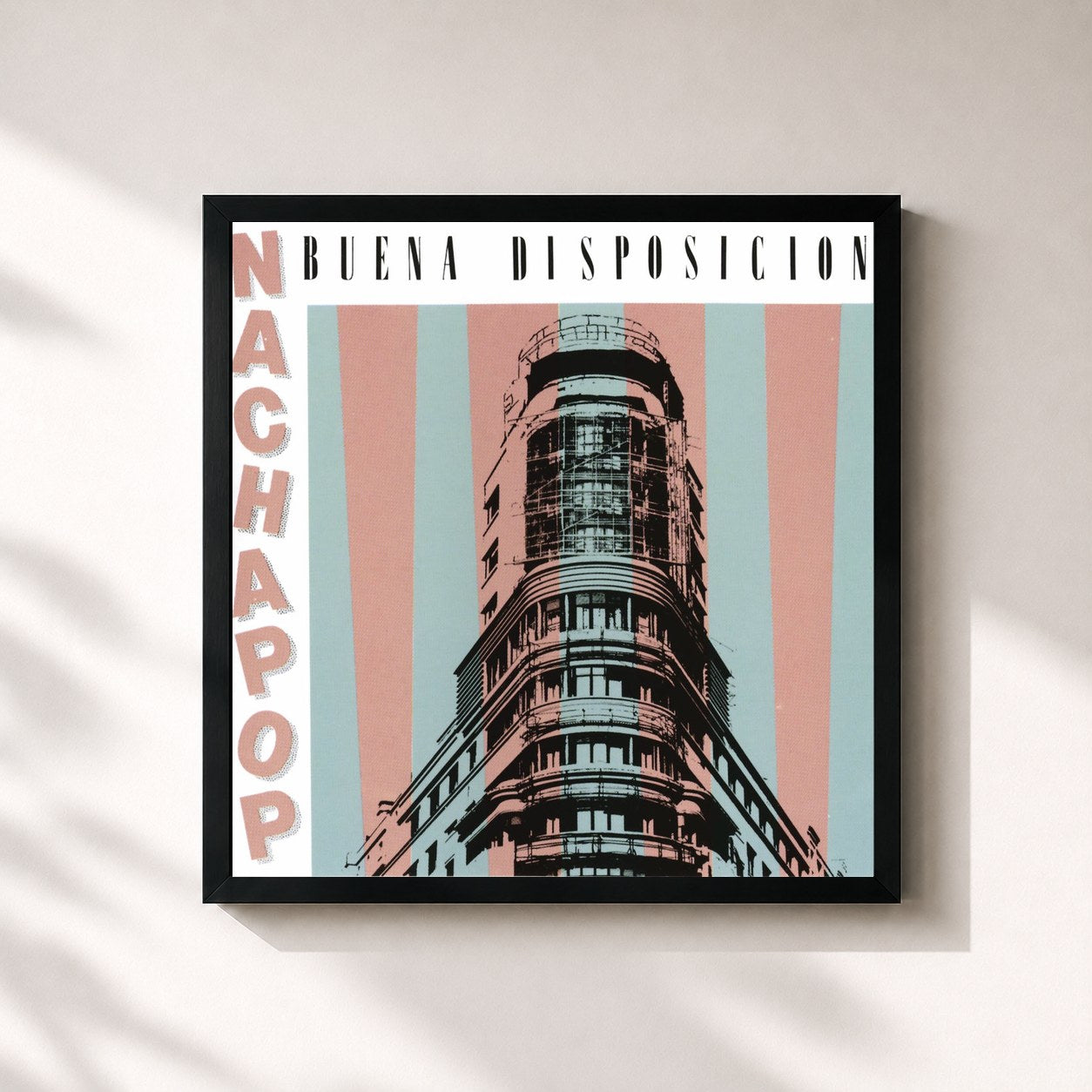 #noir Tableau carré de l'album Buena Disposicion de Nacha Pop, cadre noir 32x32 cm