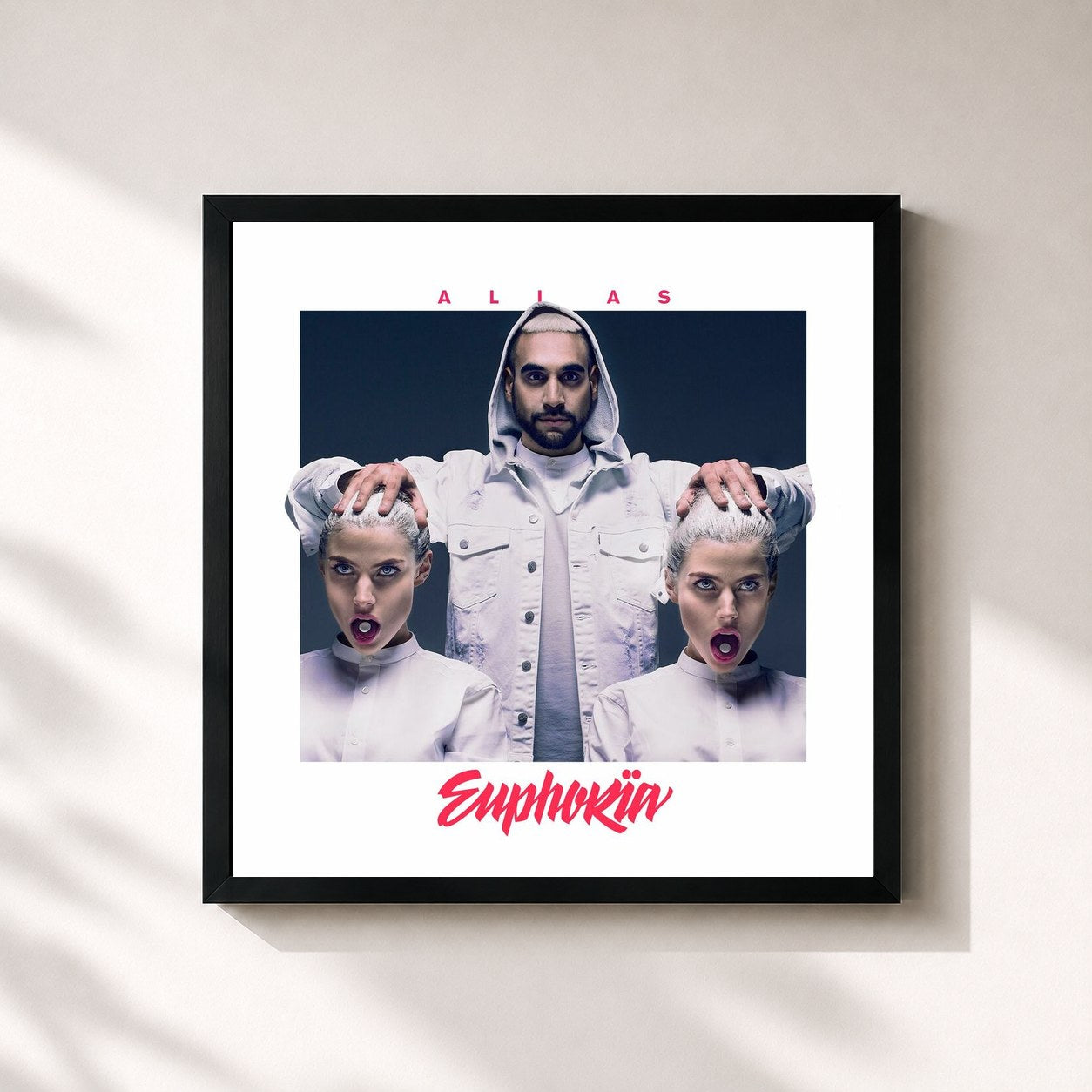 #noir Tableau carré de l'album Euphoria de Ali As, cadre noir 32x32 cm