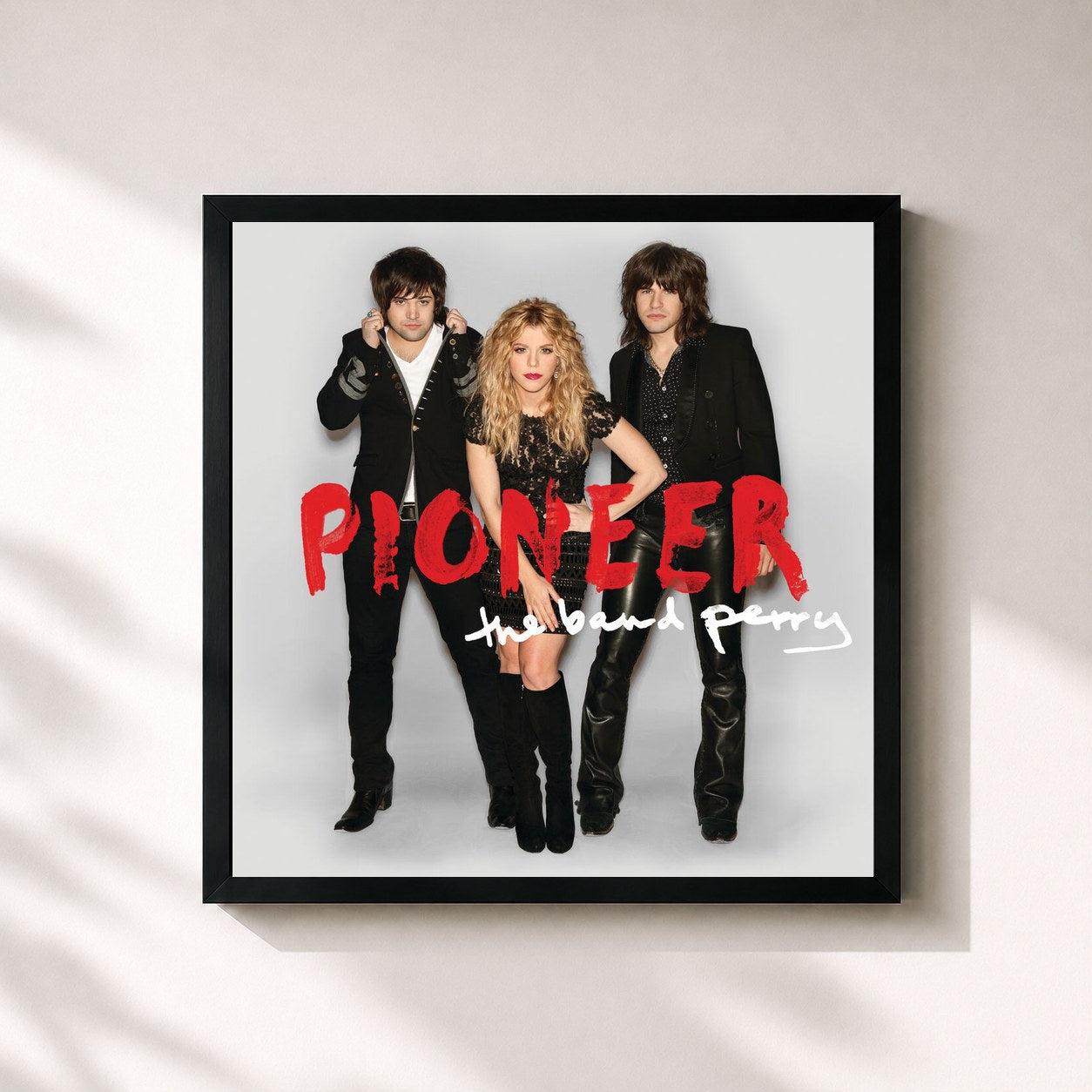 #noir Tableau carré de l'album Pioneer de The Band Perry, cadre noir 32x32 cm