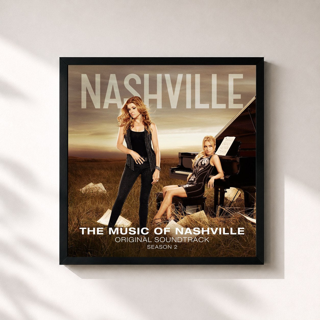 #noir Tableau carré de l'album The Music Of Nashville: Season 2 (Original Soundtrack) de Nashville Cast, cadre noir 32x32 cm