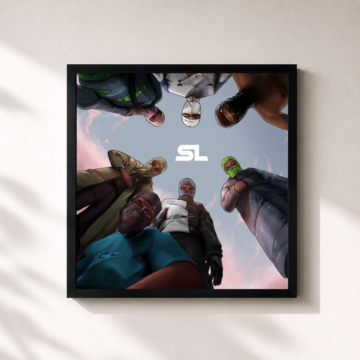 #noir Tableau carré de l'album Different Dude de SL, cadre noir 32x32 cm