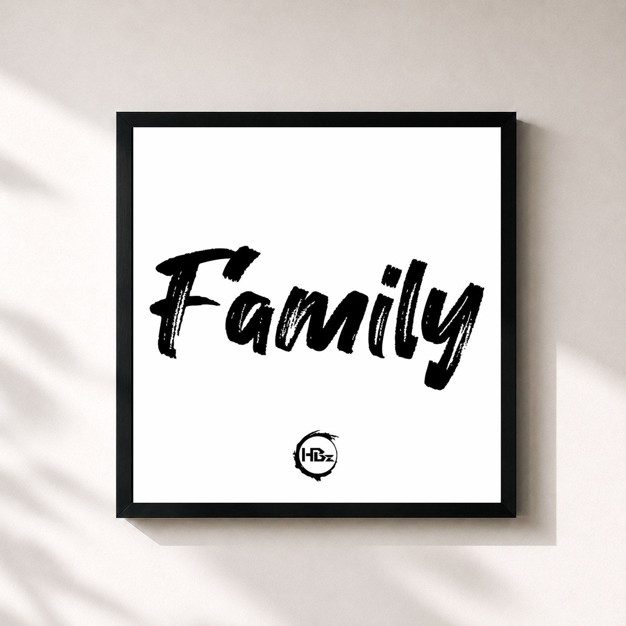 #noir Tableau carré de l'album Family de HBZ, cadre noir 32x32 cm