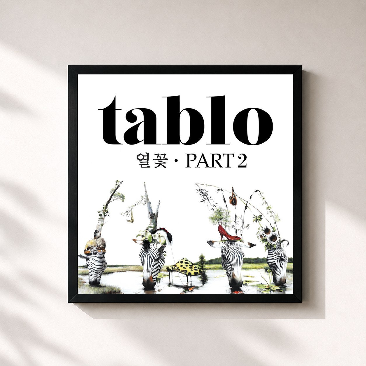 #noir Tableau carré de l'album Fever's End (열꽃) Pt. 2 - EP de TABLO, cadre noir 32x32 cm